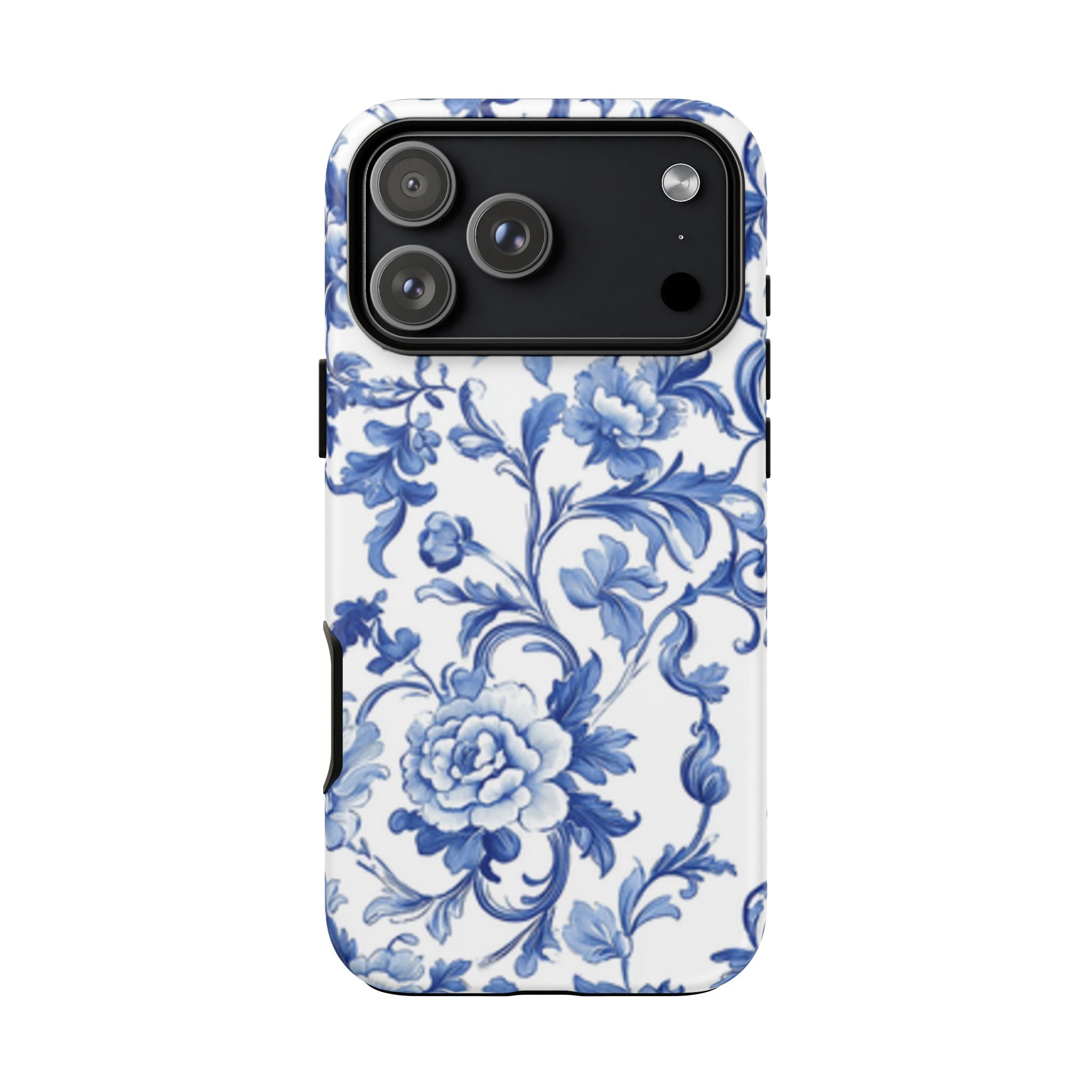 Blue Vintage Toile-inspired romantic Floral Phone Case, Tough Case, spring gift