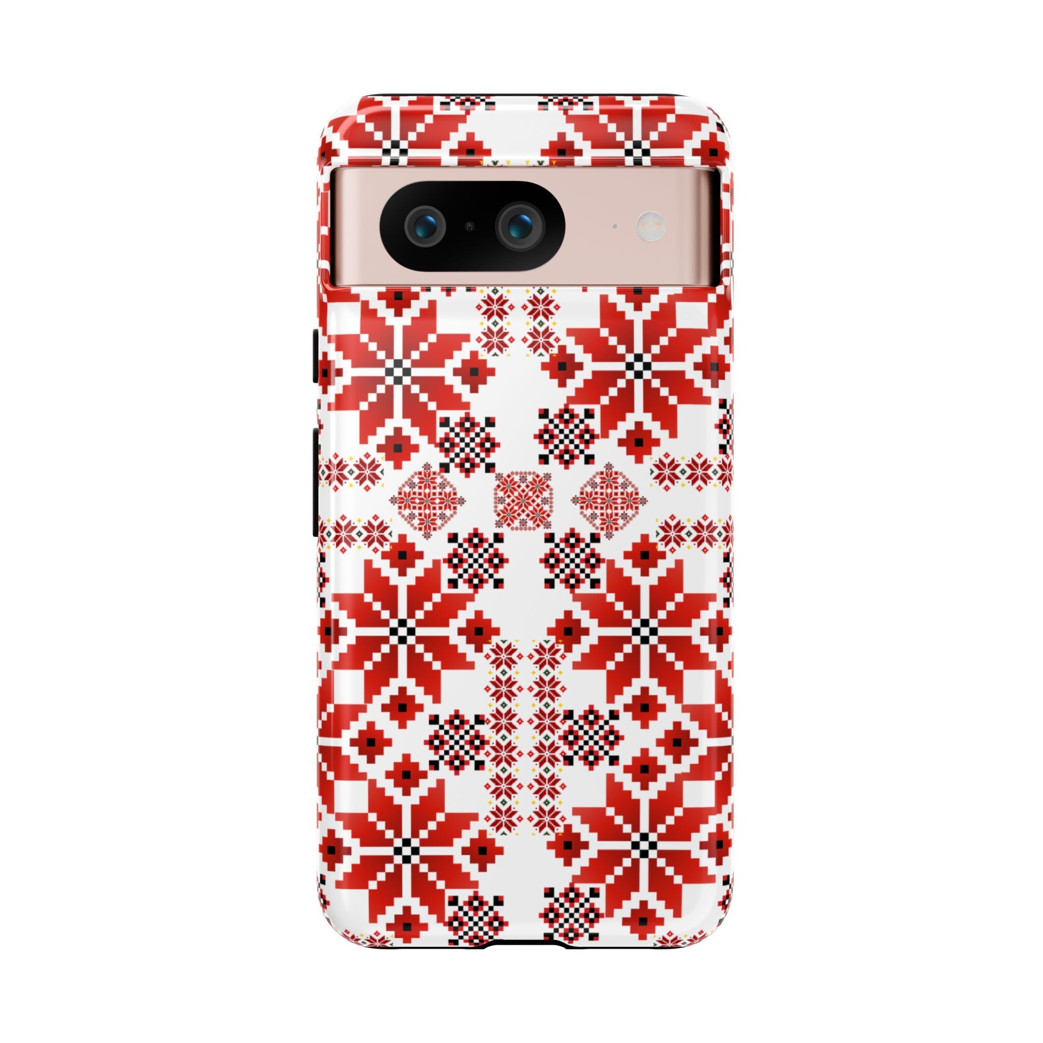 Ukrainian Embroidery Phone Case • Red Black Folk Pattern • Protective Slavic Geometric Cover for iPhone & Samsung