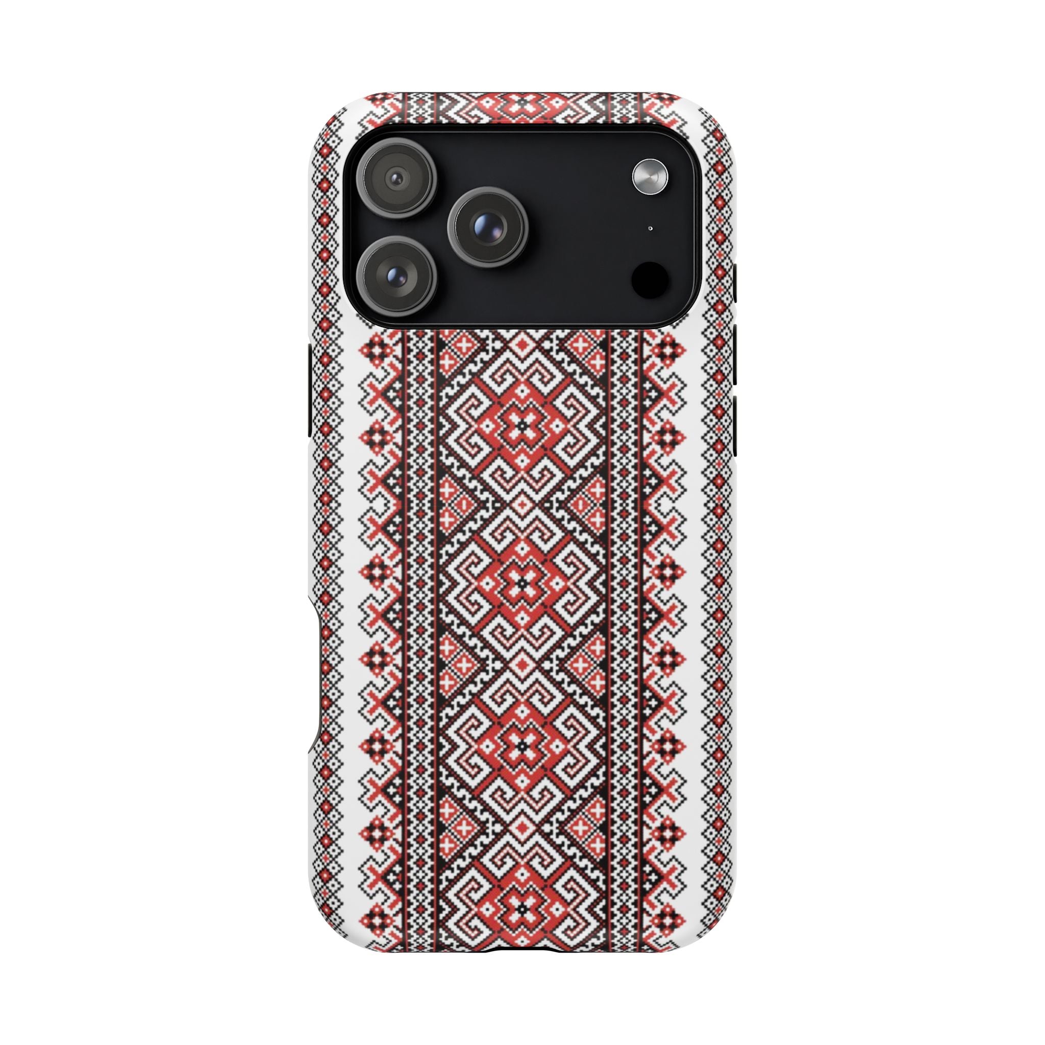 Traditional Ukrainian Red-Black Pattern Phone Case | Magnetic Impact-Resistant Case