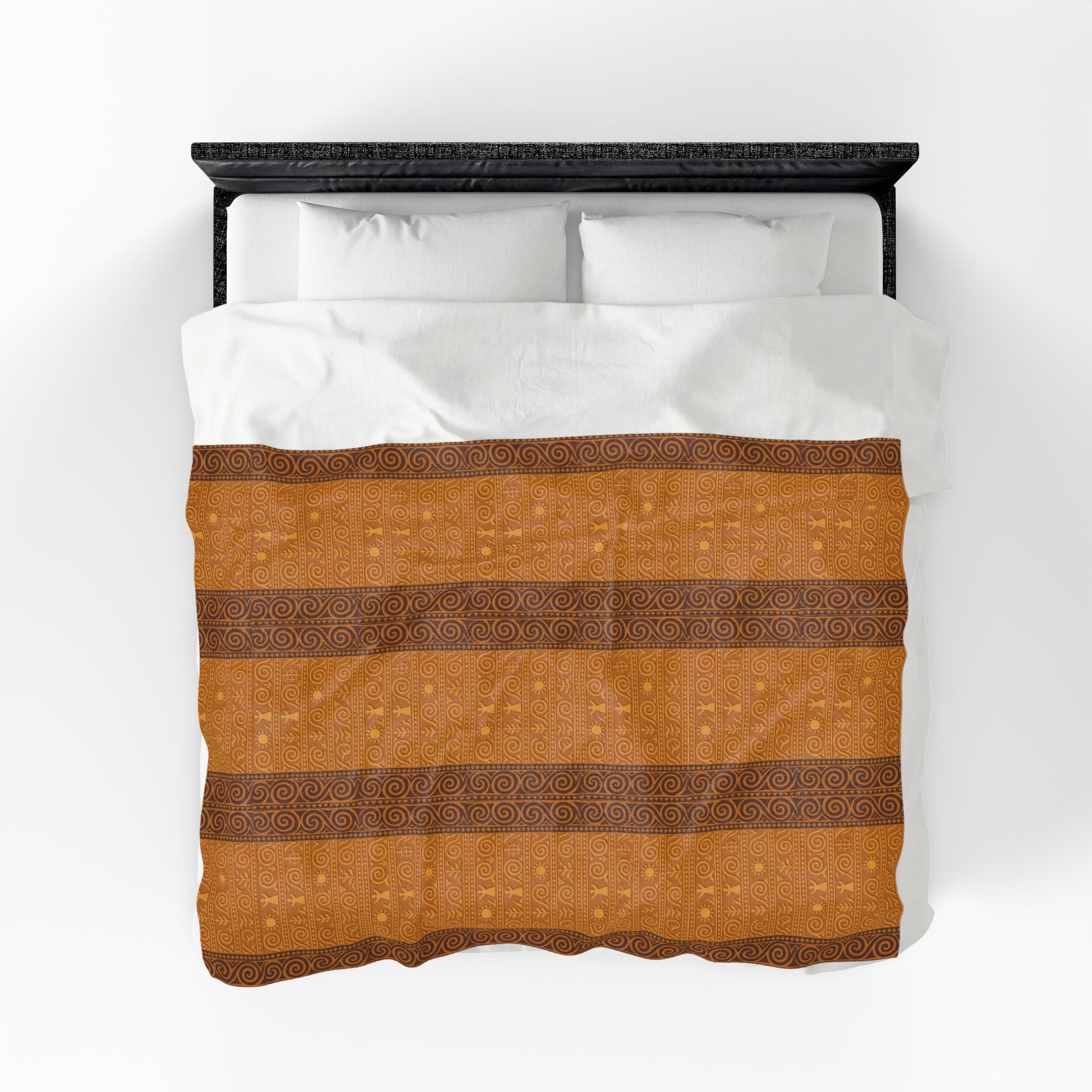 Trypillian Code Velveteen Blanket | Ancient Symbol Terracotta Heritage Throw