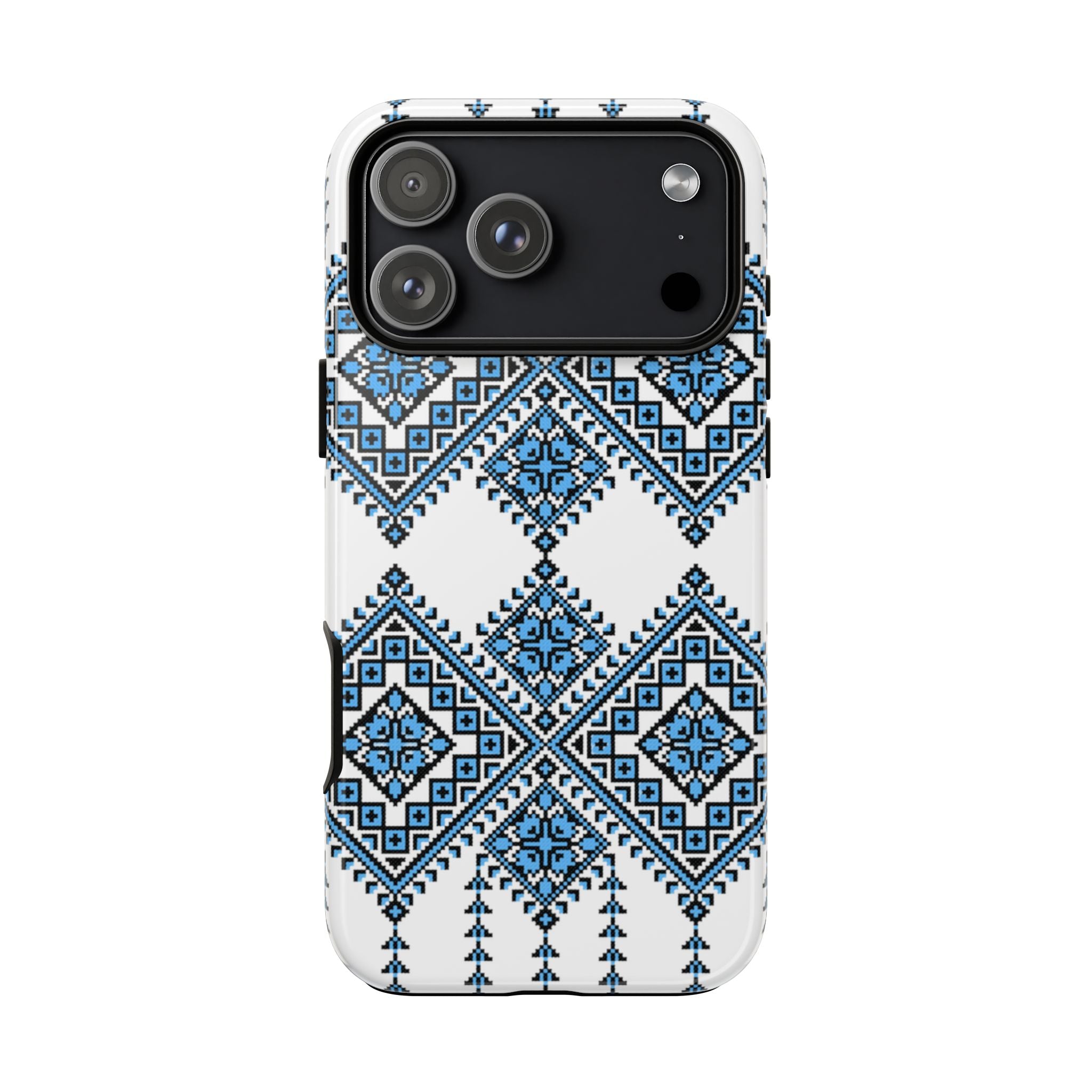Blue Ukrainian traditional  Geometric Folk Pattern phone case, Tough Cases