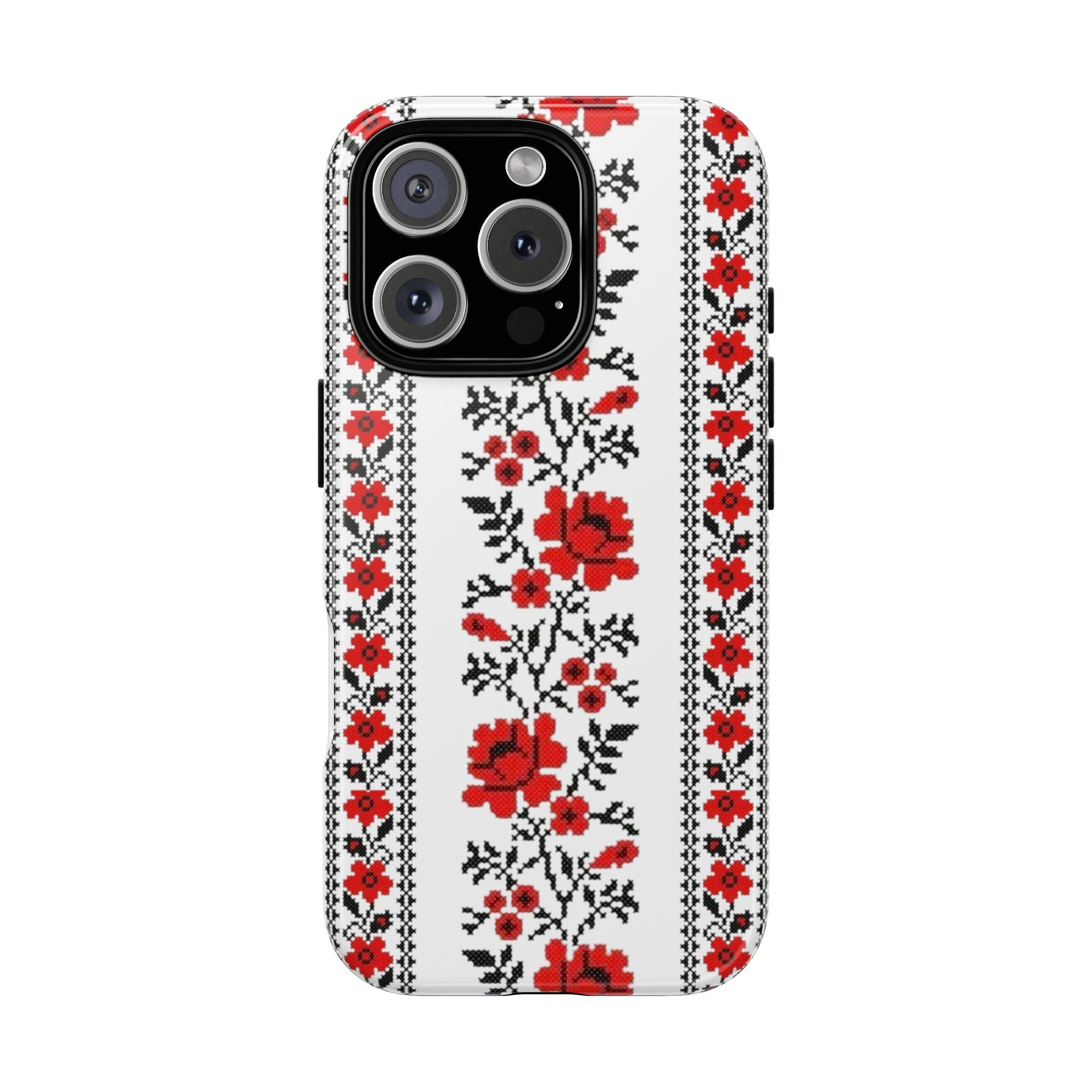 Ukrainian Embroidery iPhone Case  Red Black Traditional Pattern Protective Phone Cover