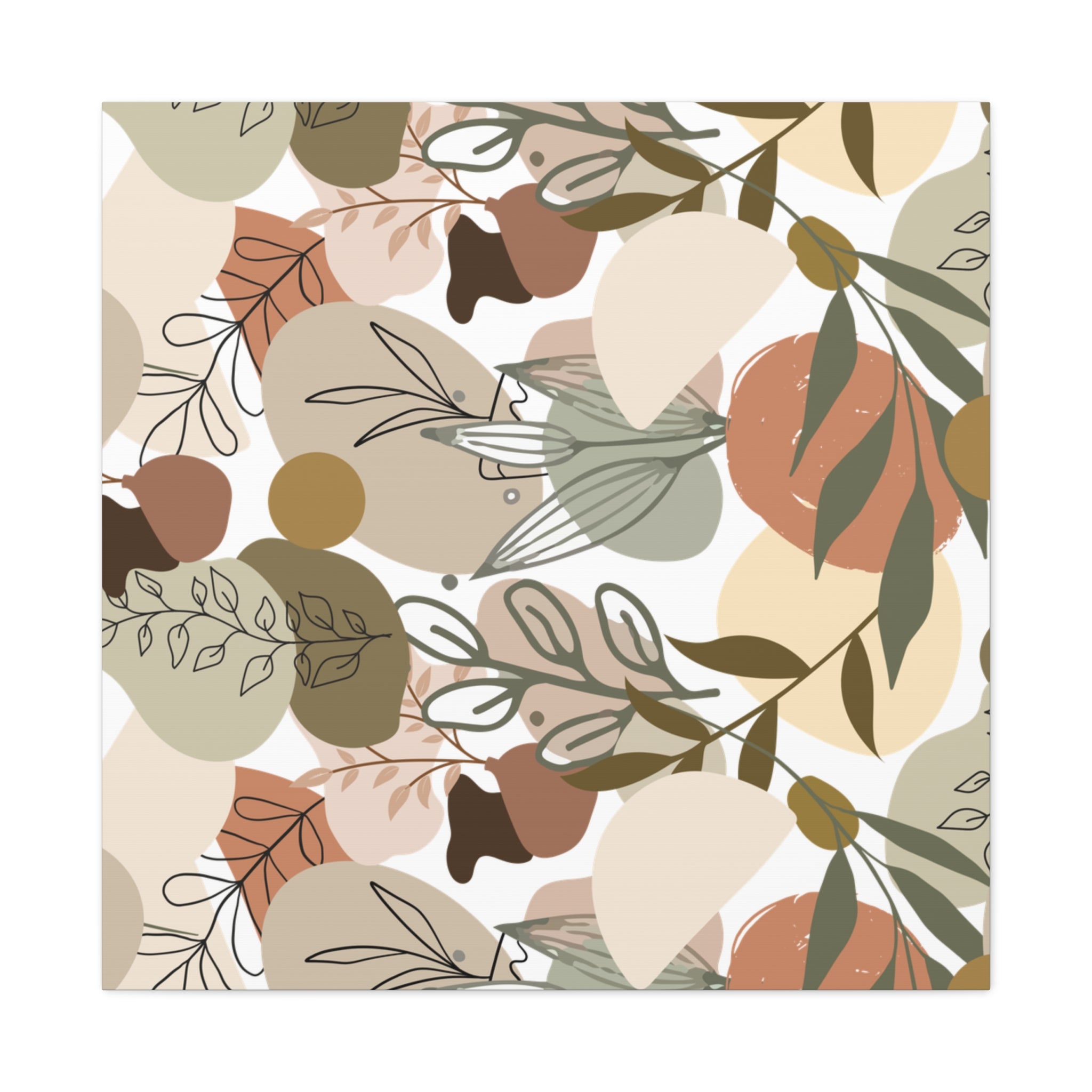 Abstract Modern Botanical Wall Art, Minimalist Line Art Canvas, Neutral Aesthetic Home Decor Print for Living Room or Bedroom, Matte Print, Stretched 1.25" Ready to Hang