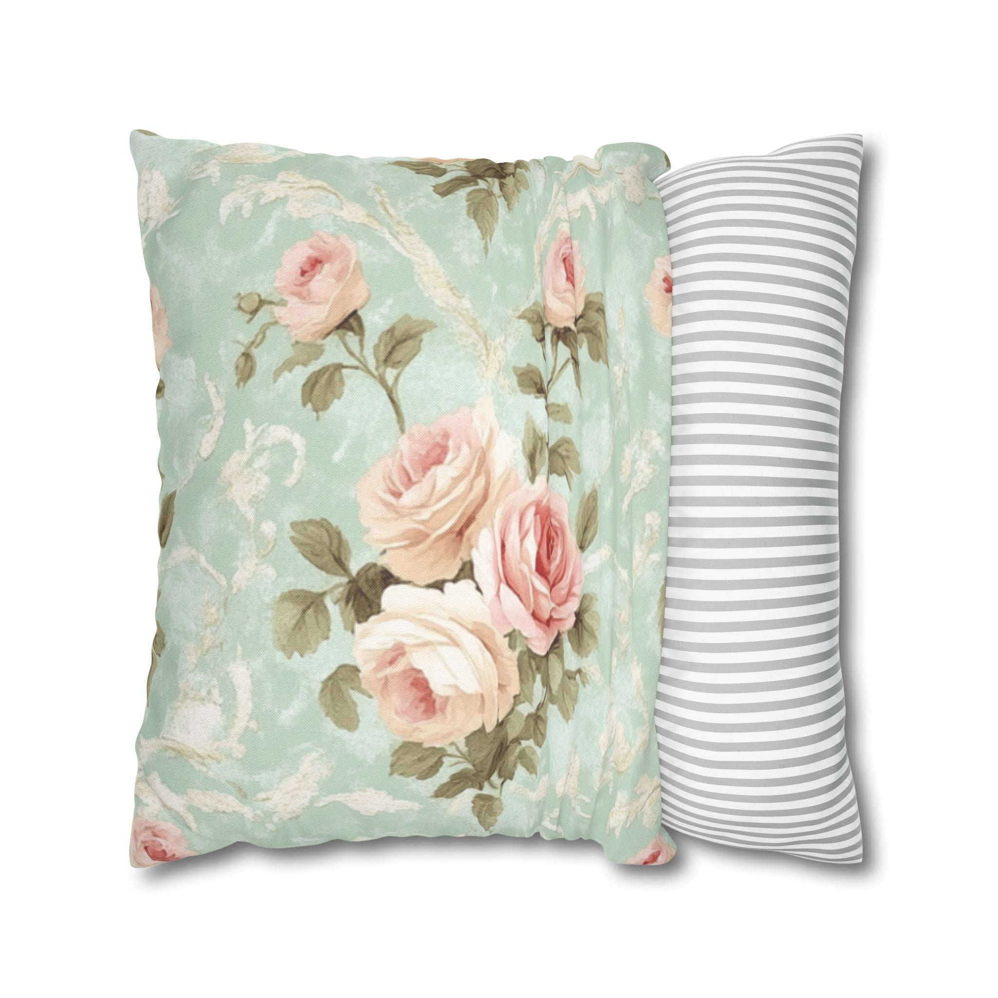 Vintage Pink Rose Pattern Pillowcase | Floral Throw Pillowcase