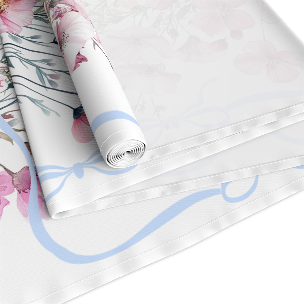 BLUESKYDEZIGN Spring Pink Purple Floral Table Runner - Botanical Wedding Decor