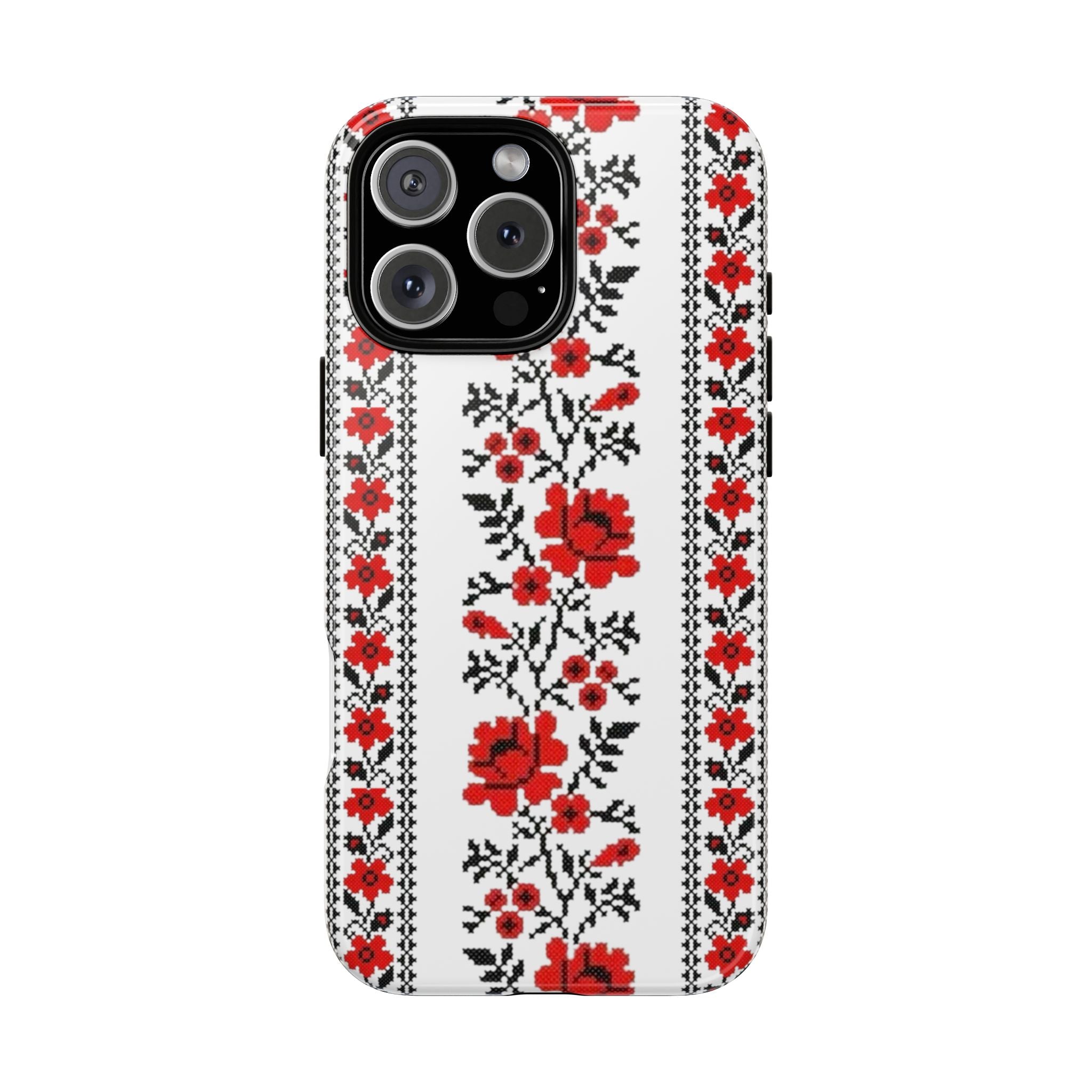Ukrainian Embroidery iPhone Case  Red Black Traditional Pattern Protective Phone Cover