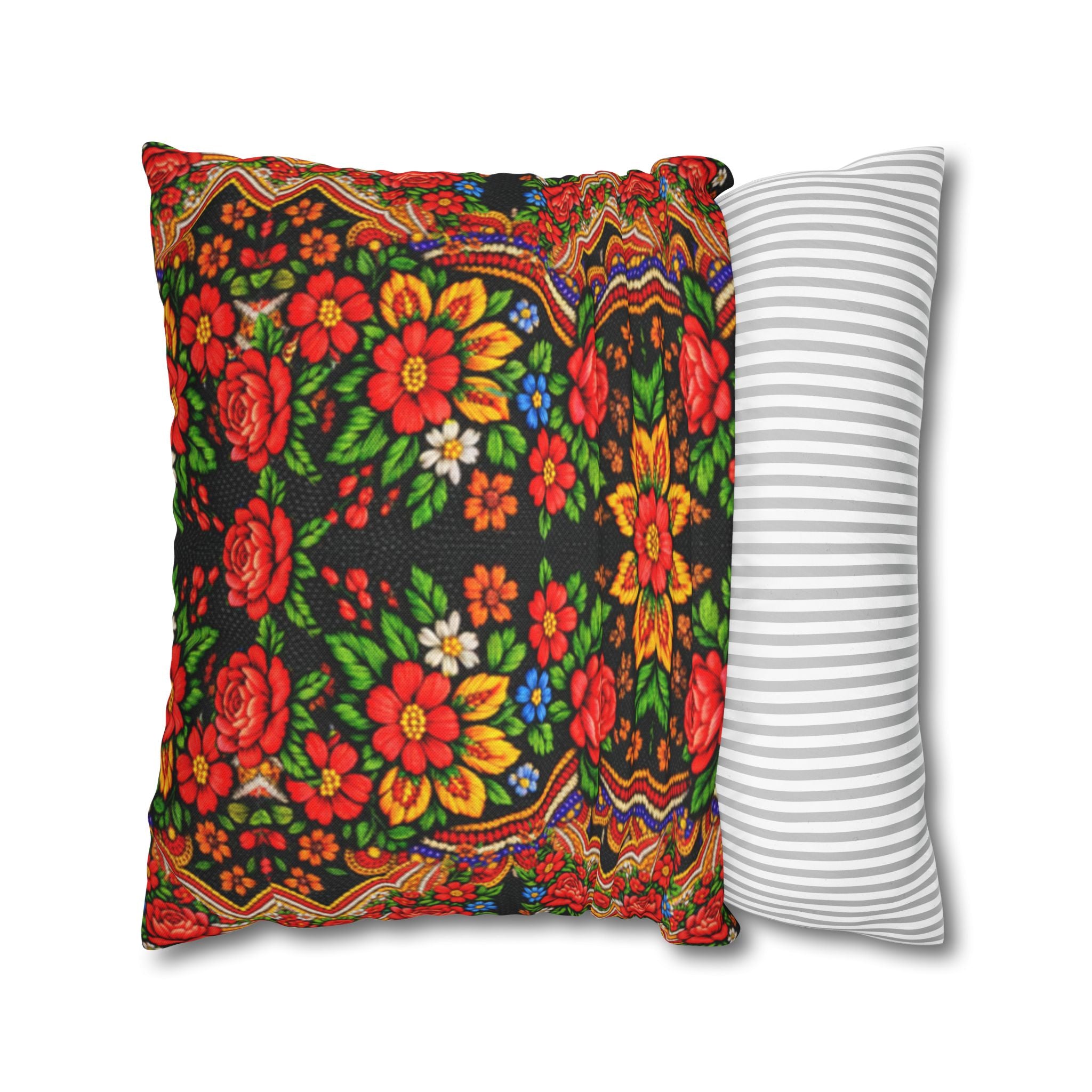 Mother's Bloom Pillowcase | Ukrainian Folk Art Floral Pillow Cover | Boho Slavic Decor