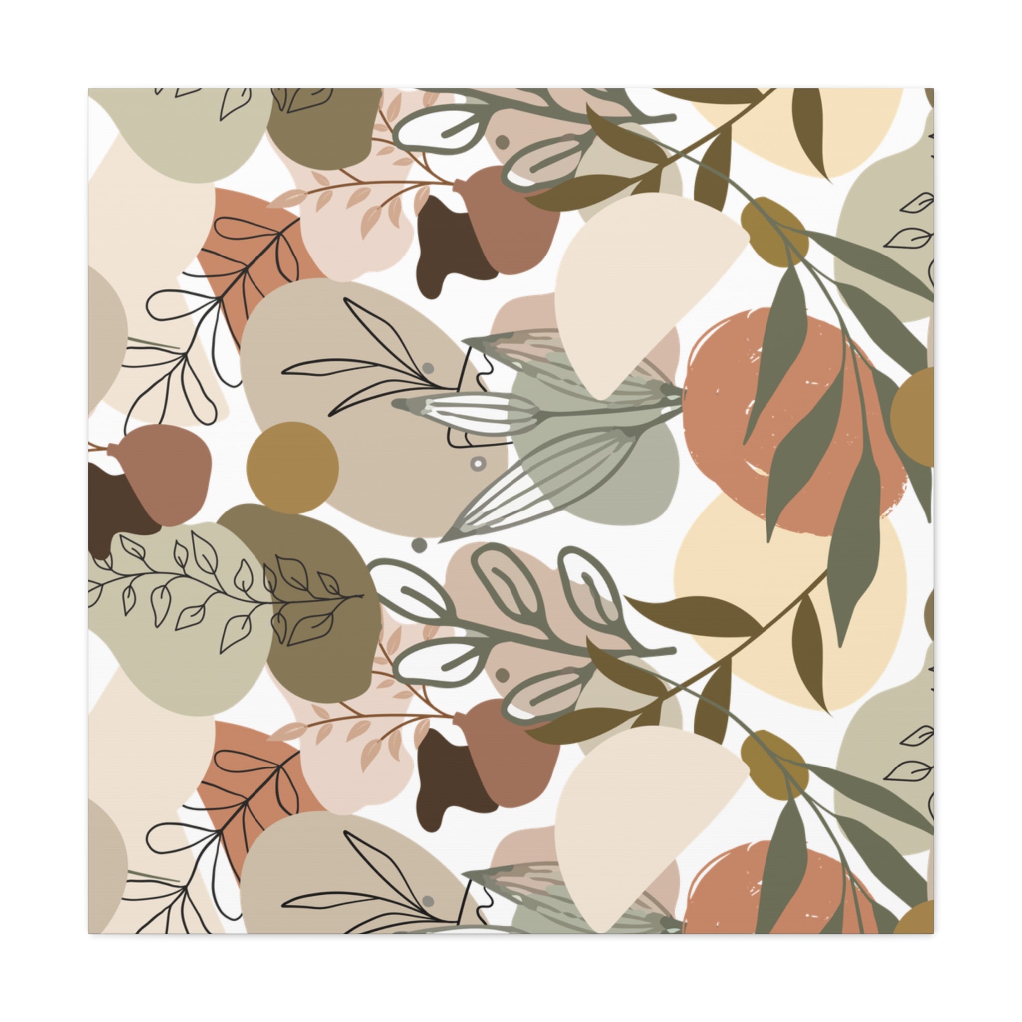 Abstract Modern Botanical Wall Art, Minimalist Line Art Canvas, Neutral Aesthetic Home Decor Print for Living Room or Bedroom, Matte Print, Stretched 1.25" Ready to Hang