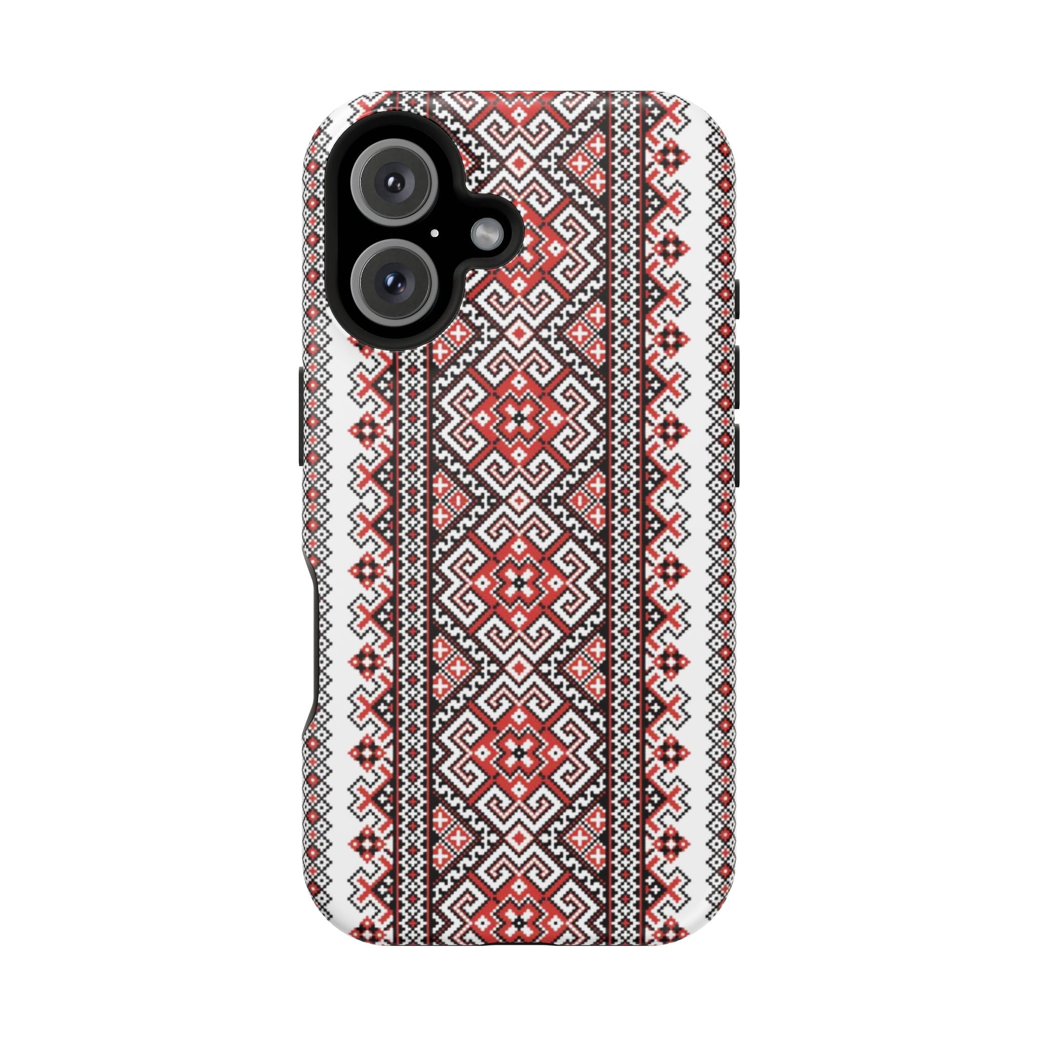 Traditional Ukrainian Red-Black Pattern Phone Case | Magnetic Impact-Resistant Case