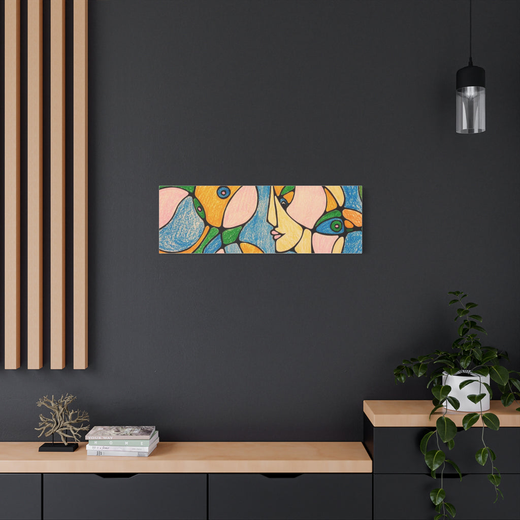 Abstract Colorful Faces Canvas Art, Vibrant Modern Wall Decor, Surreal Cubist Style Matte Print, Stretched 1.25" Ready to Hang