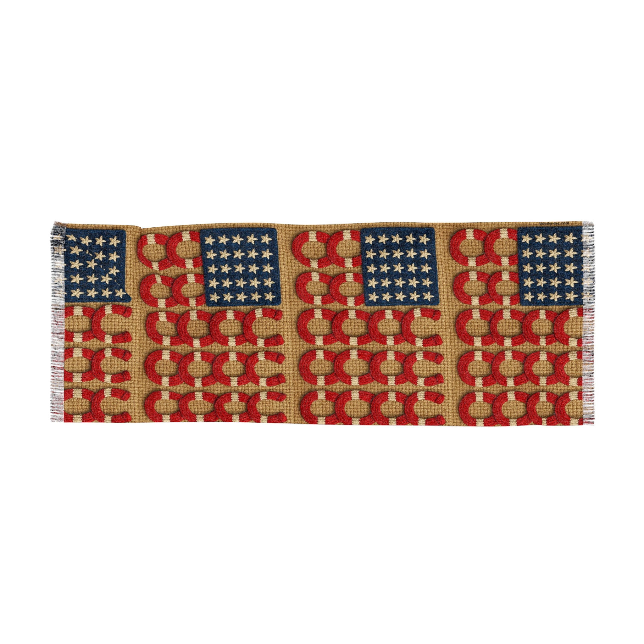 Rooted Knot Scarf | Patriotic Americana Lightweight Wrap | Horseshoe Print | 27"×71"