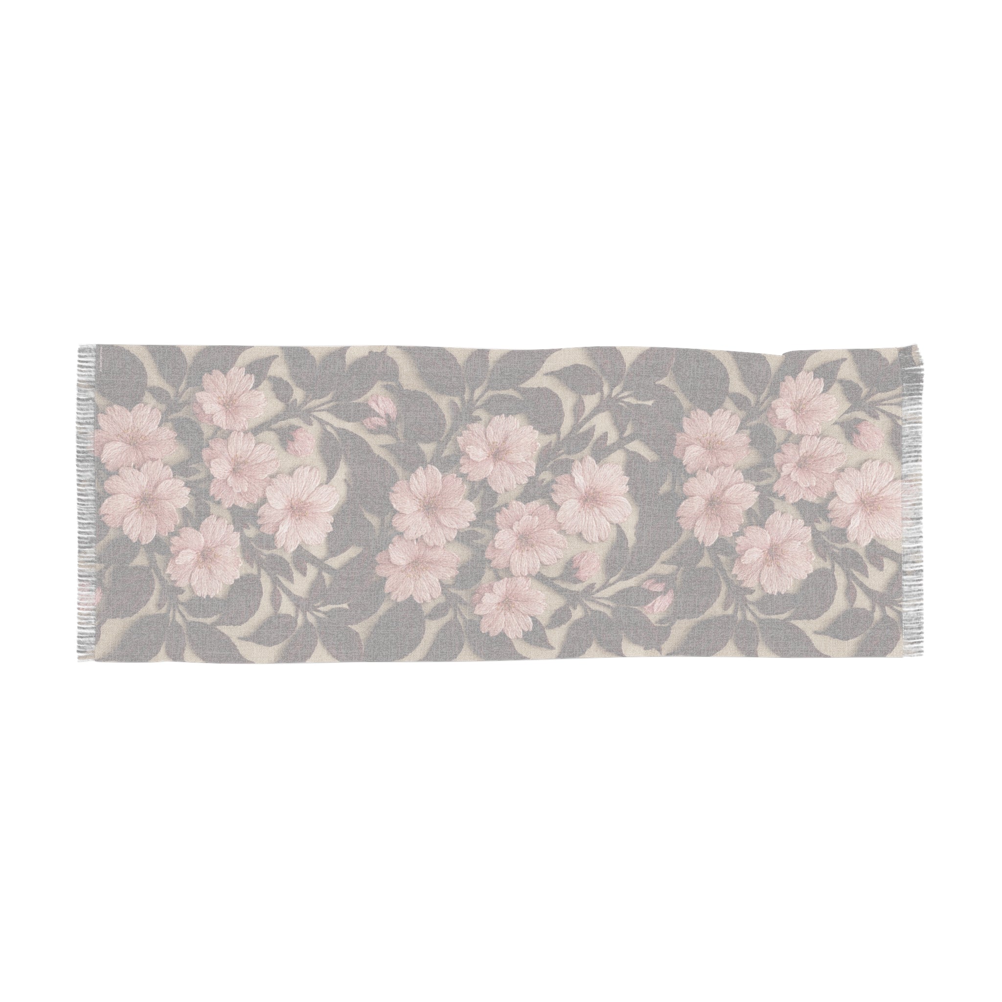 Sakura Noir Light Scarf — Pink Cherry Blossom Floral Shawl | Vintage Botanical Wrap