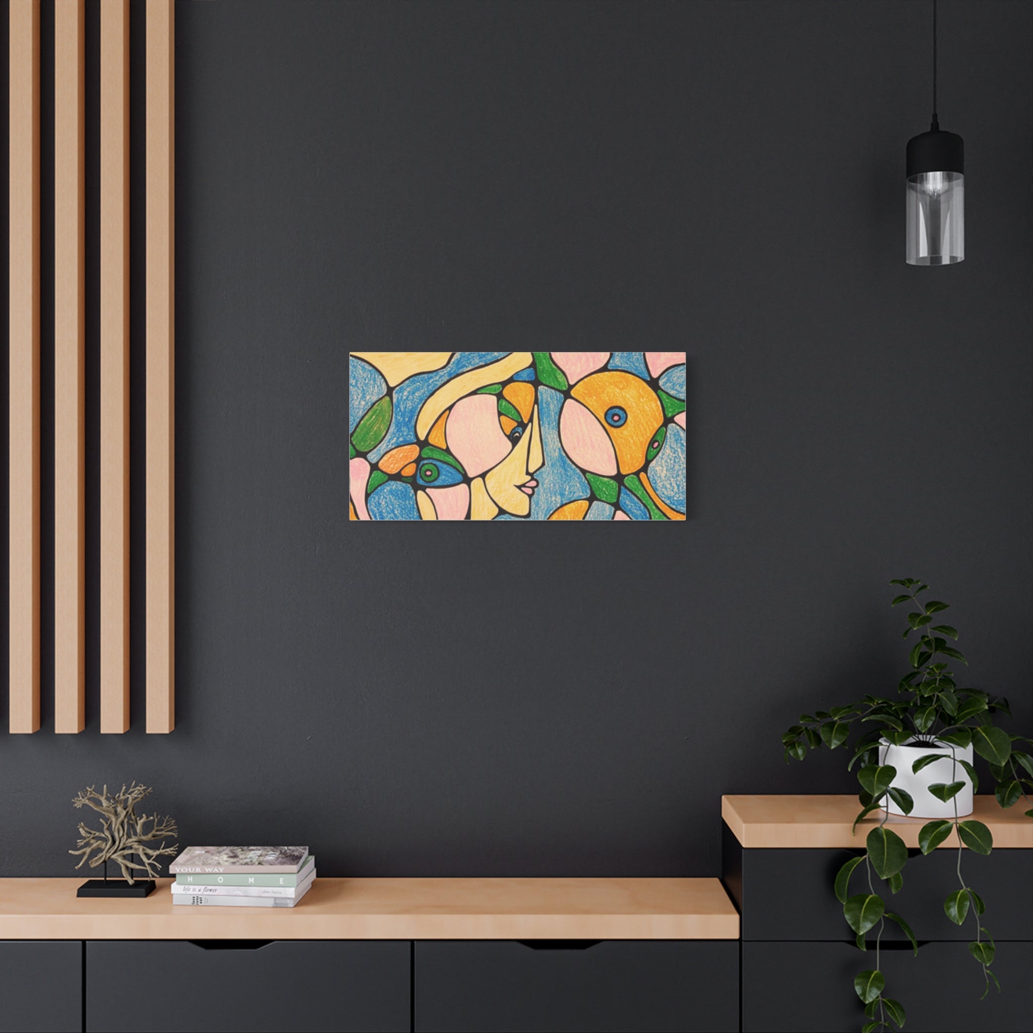 Abstract Colorful Faces Canvas Art, Vibrant Modern Wall Decor, Surreal Cubist Style Matte Print, Stretched 1.25" Ready to Hang