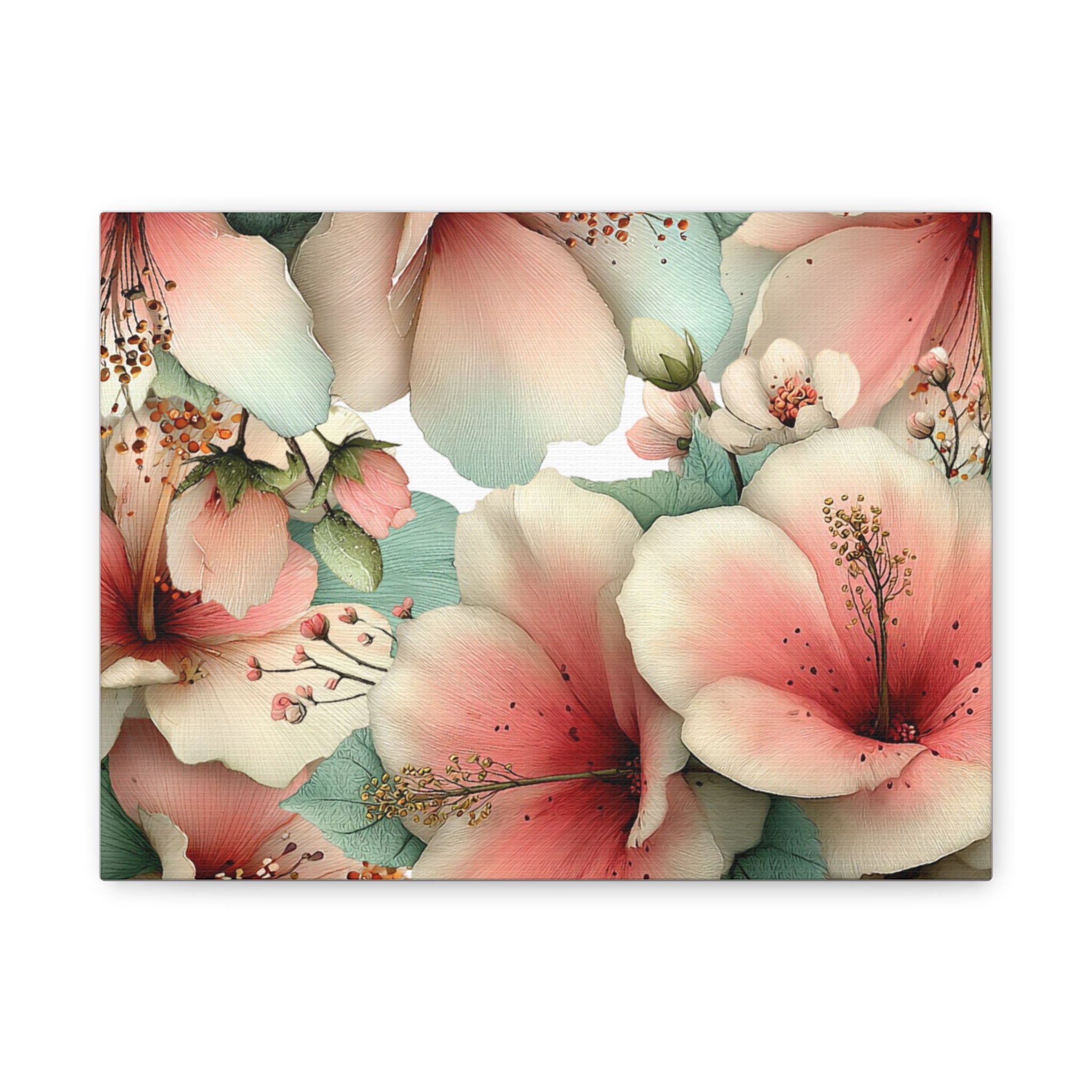 Pastel Floral Matte Canvas Wall Art, Soft Botanical Print, Modern Home Decor, Watercolor Flower Artwork, Stretched 1.25" Canvas