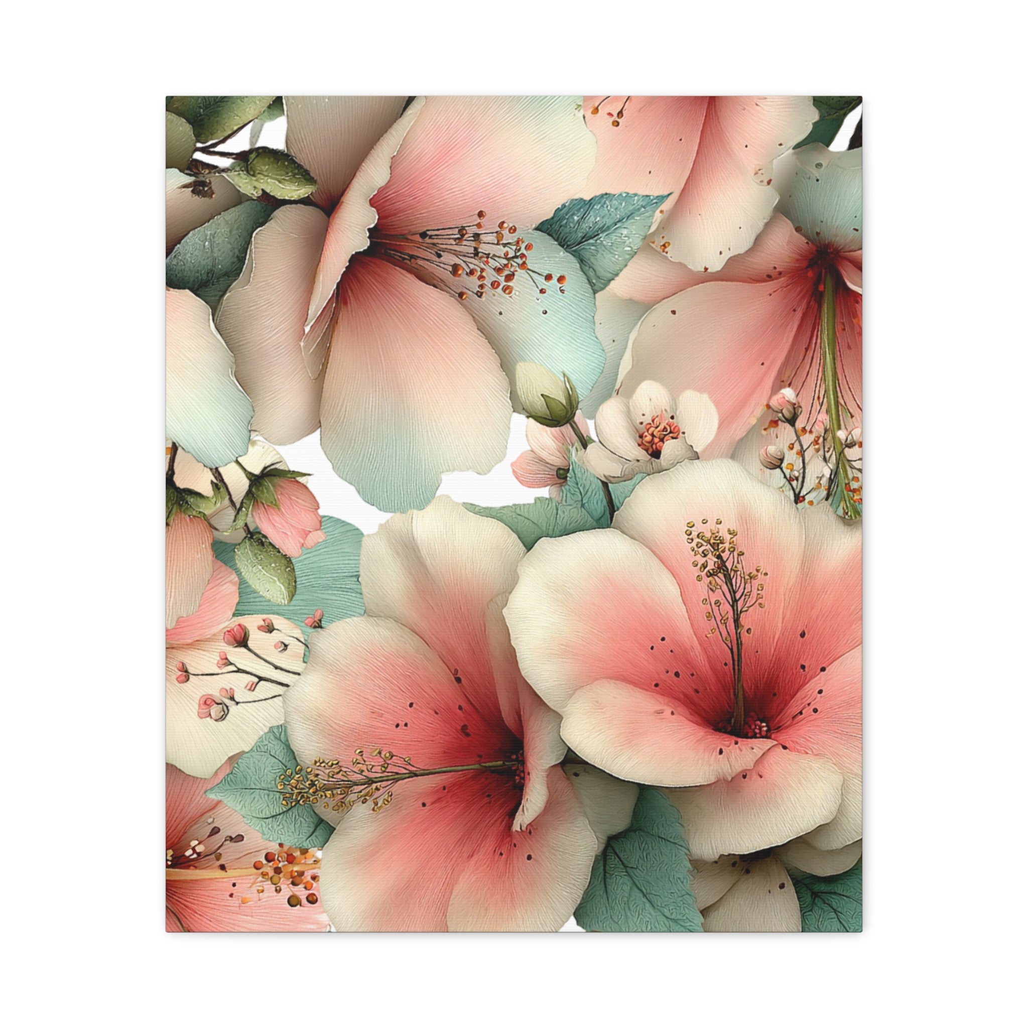 Pastel Floral Matte Canvas Wall Art, Soft Botanical Print, Modern Home Decor, Watercolor Flower Artwork, Stretched 1.25" Canvas