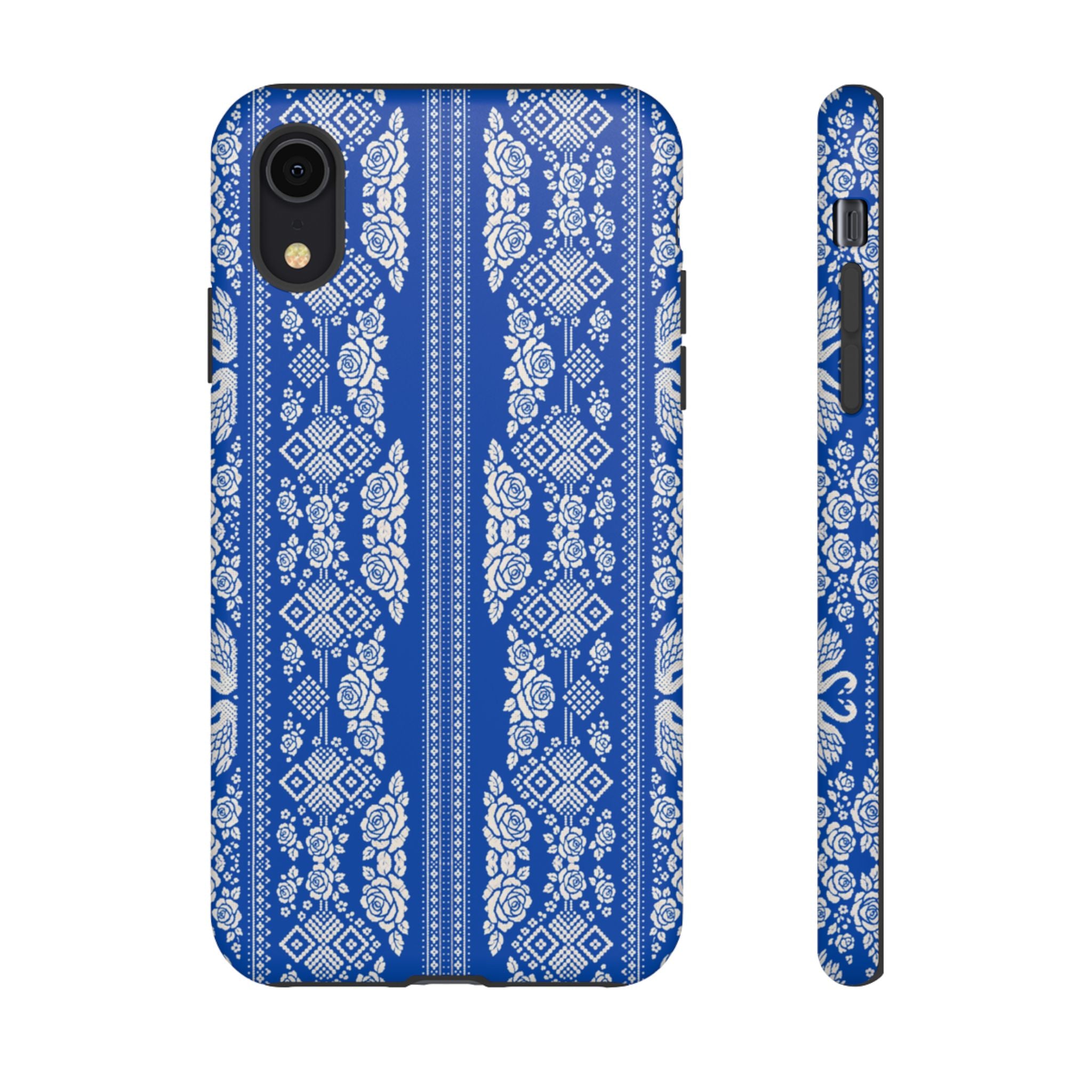Wedding Swans Phone Case Blue  White Elegant Protective Cover, Tough Cases, Protective Folk Art Cover for iPhone  Samsung