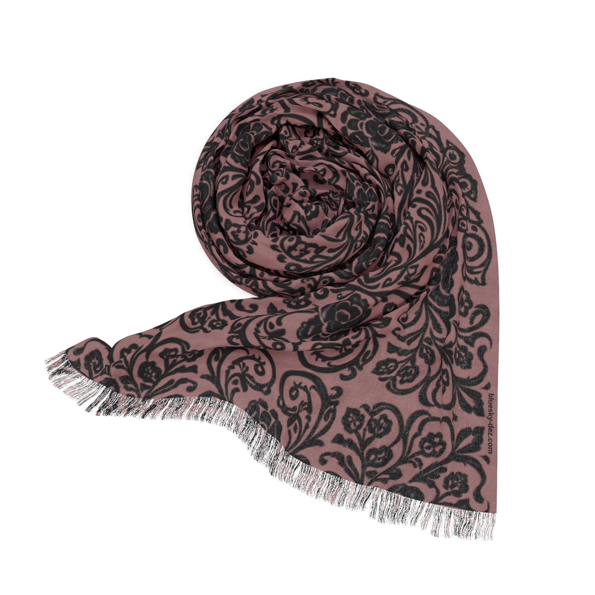 Rose Damask Scarf – Lightweight Vintage Wrap for Women | BLUESKYDEZIGN