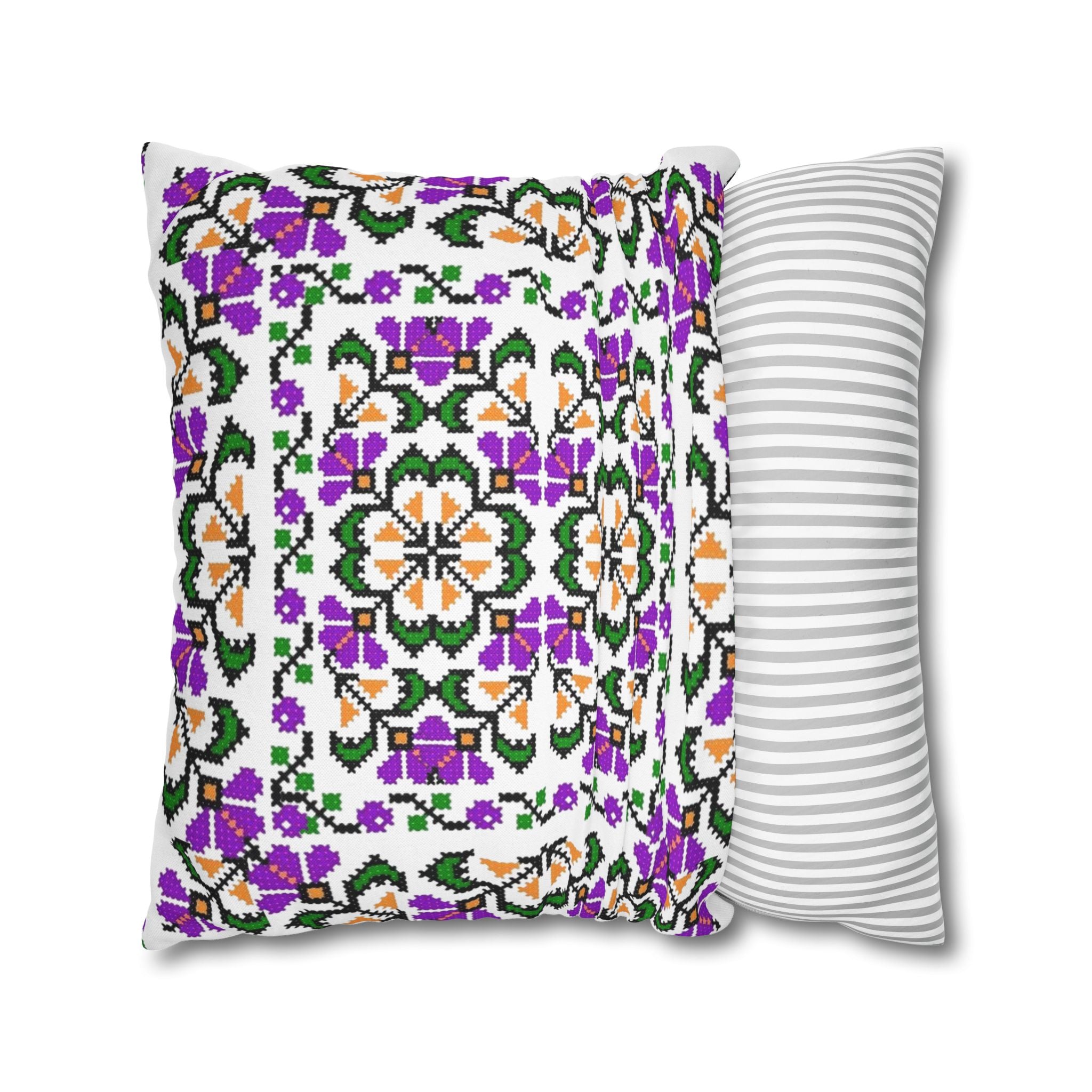 Blooming Hope Pillow Cover – Ukrainian Floral Cross-Stitch, Cottagecore Cushion