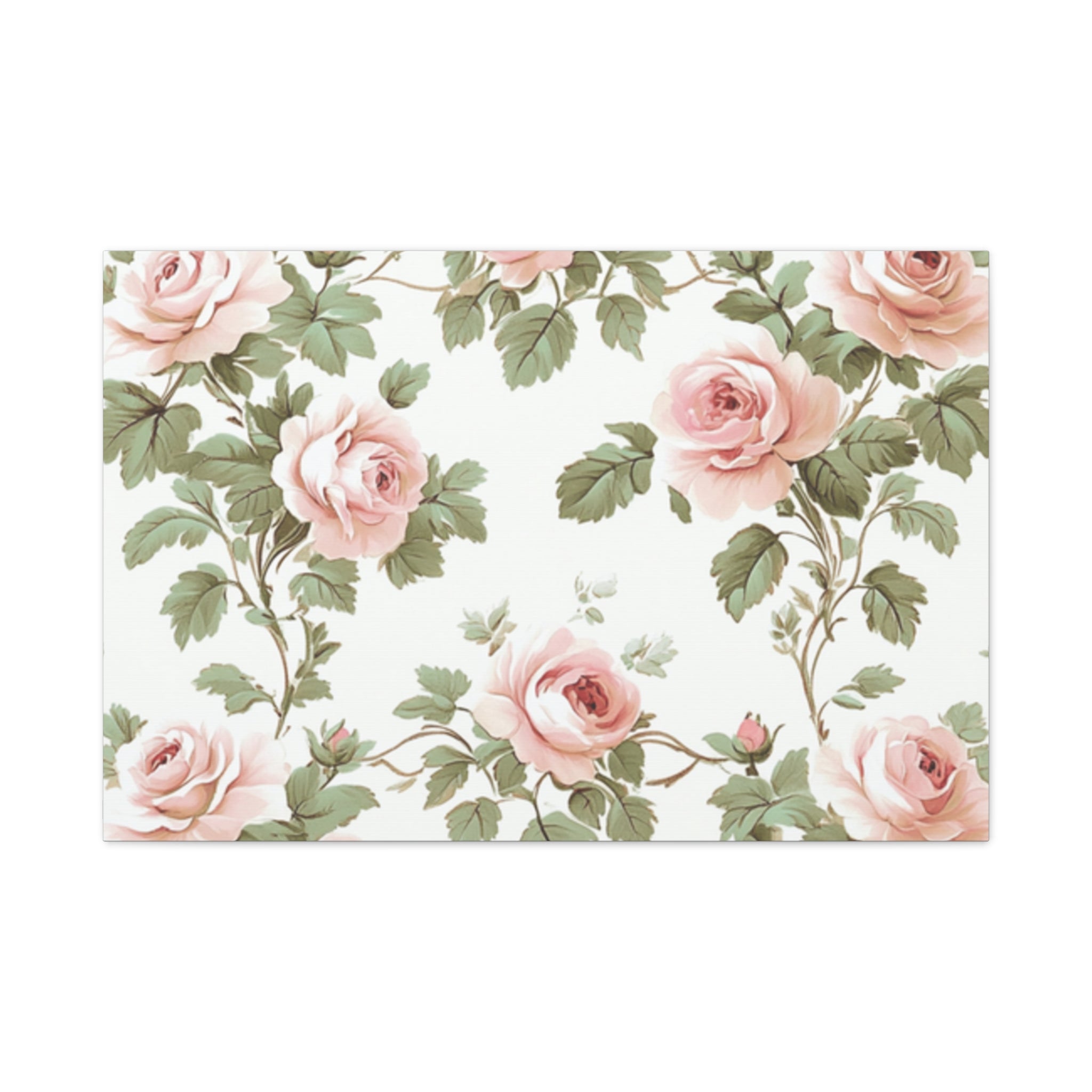 Vintage Pink Rose Matte Canvas Wall Art, Botanical Floral Print, Romantic Cottagecore Home Decor, Stretched 1.25" Canvas