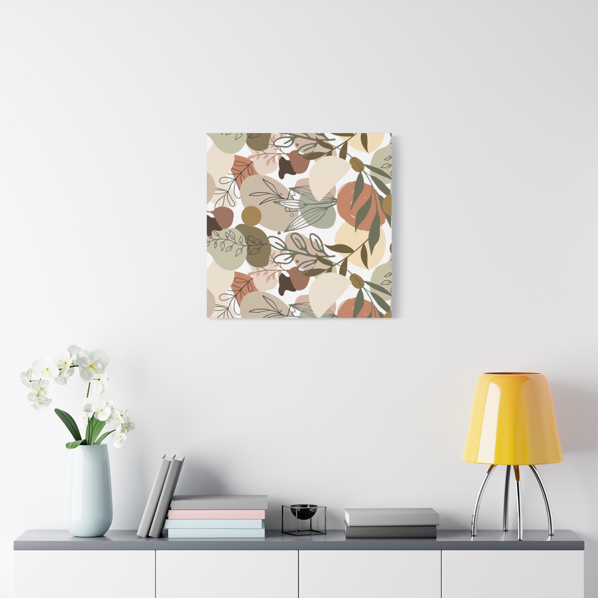 Abstract Modern Botanical Wall Art, Minimalist Line Art Canvas, Neutral Aesthetic Home Decor Print for Living Room or Bedroom, Matte Print, Stretched 1.25" Ready to Hang