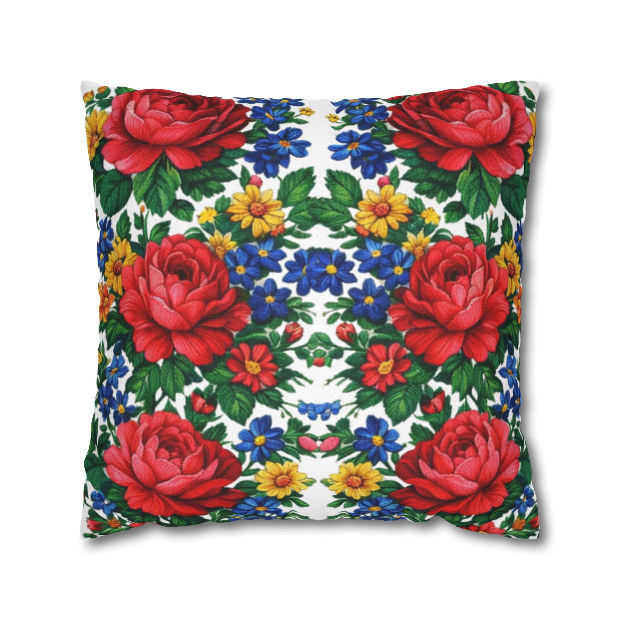 Rose Garden Floral Pillowcase | Cottagecore Square Pillow Cover | Boho Home Decor Gift
