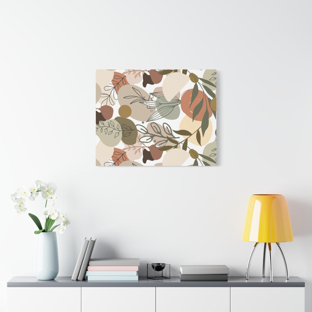Abstract Modern Botanical Wall Art, Minimalist Line Art Canvas, Neutral Aesthetic Home Decor Print for Living Room or Bedroom, Matte Print, Stretched 1.25" Ready to Hang