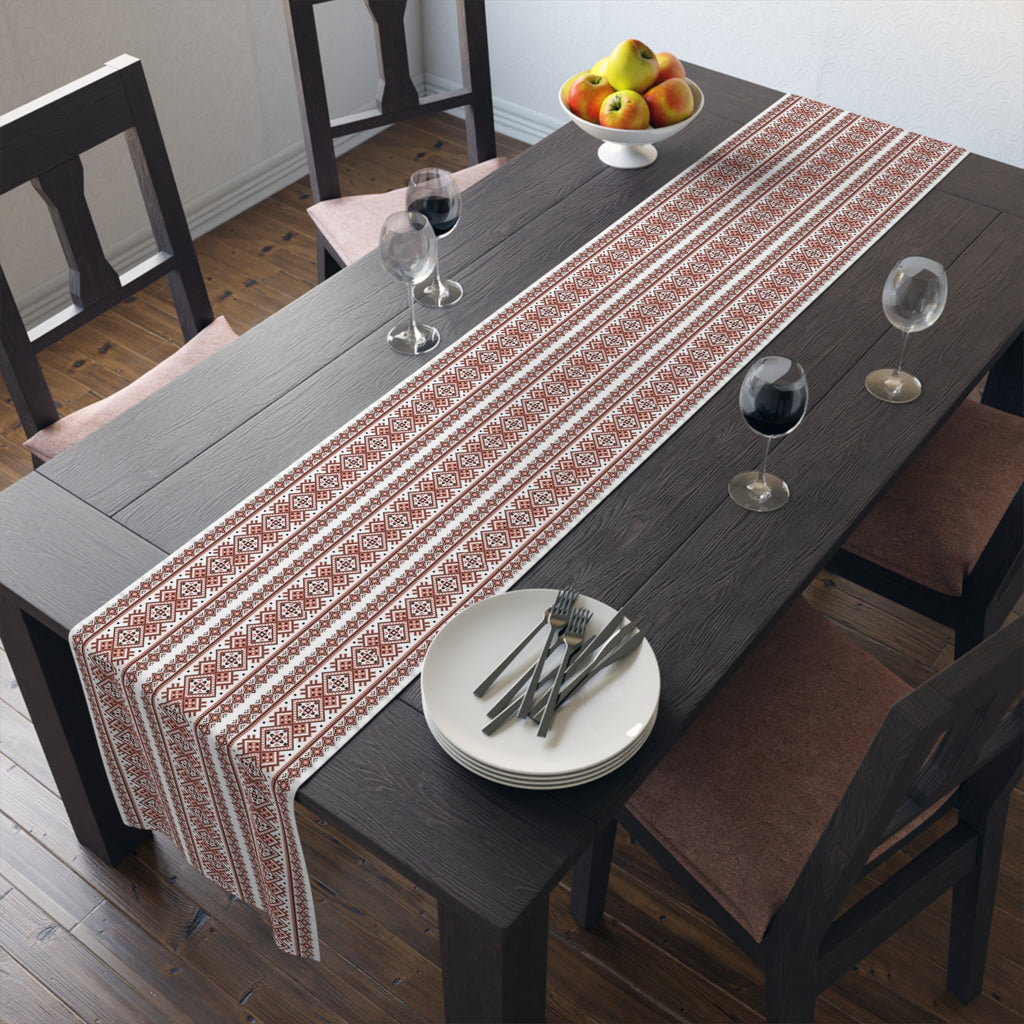 BLUESKYDEZIGN Ukrainian Red Black Table Runner - Heritage Folk Pattern