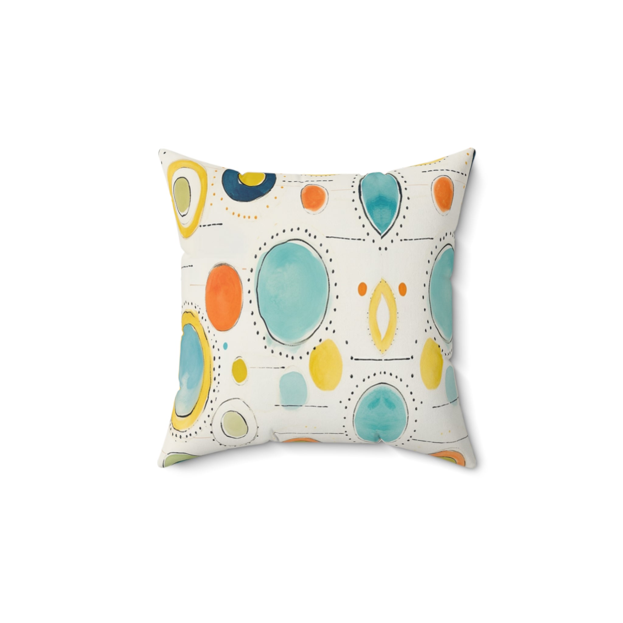 Watercolor Circles Spun Polyester Pillow, Abstract Dot Pattern, Coastal Colors, Decorative Gift Housewarming