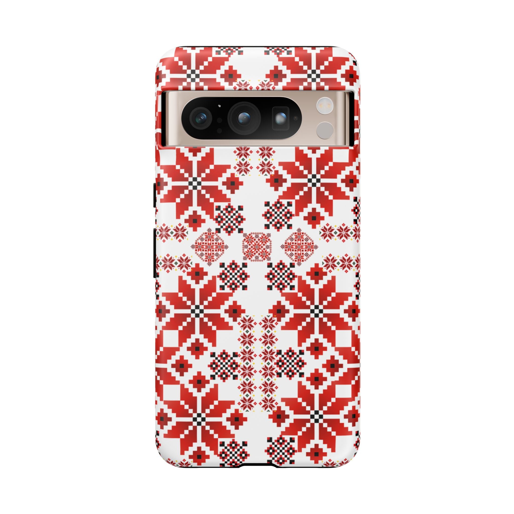 Ukrainian Embroidery Phone Case • Red Black Folk Pattern • Protective Slavic Geometric Cover for iPhone & Samsung