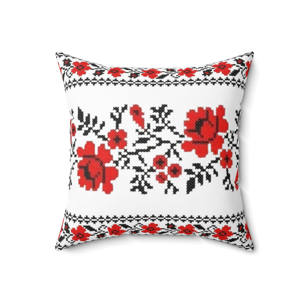 BLUESKYDEZIGN Ukrainian Red Black Folk Embroidery Pillow - Heritage Decor