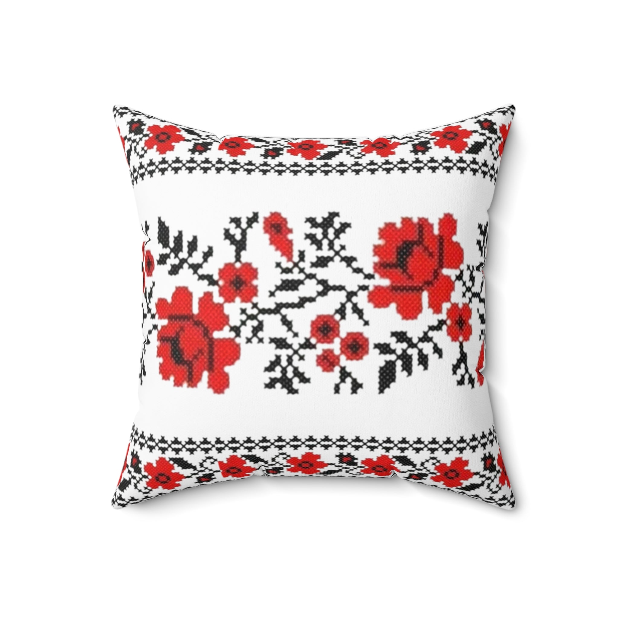 BLUESKYDEZIGN Ukrainian Red Black Folk Embroidery Pillow - Heritage Decor