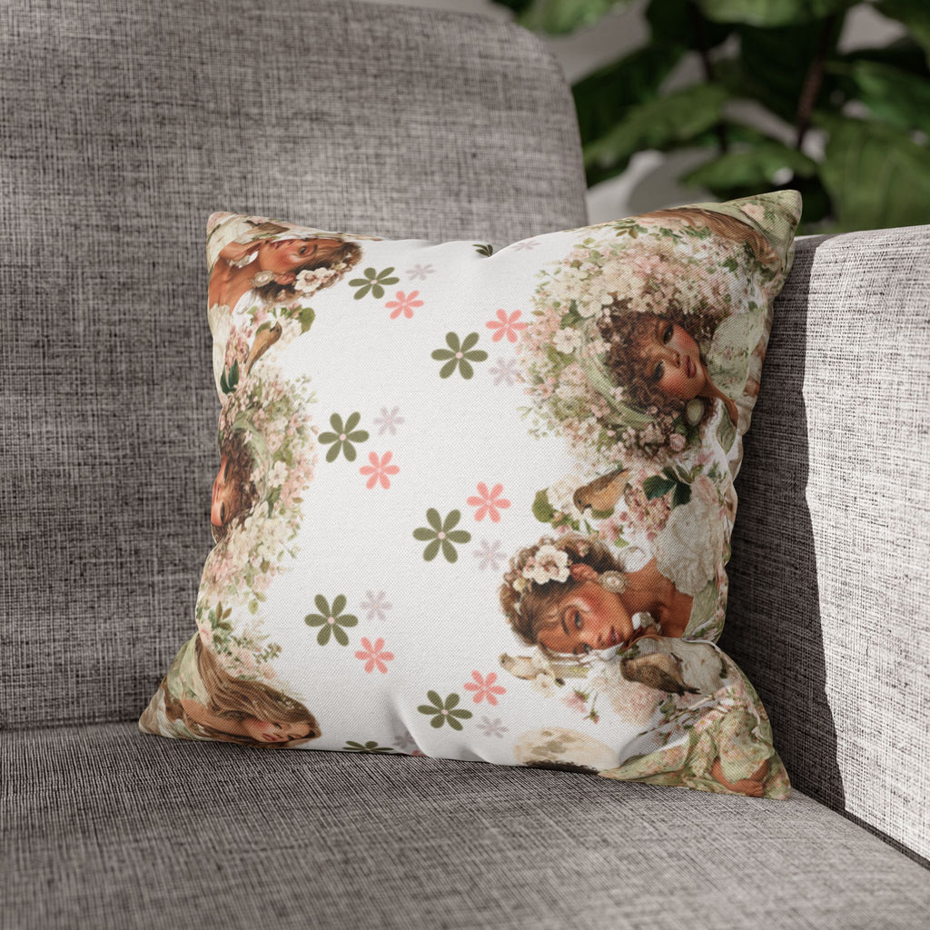 Afrocentric Floral Pillowcase 1piece, Artistic Women Illustration Cushion Covers, 4 Sizes, Modern Boho Throw Pillow Case, Art Decor