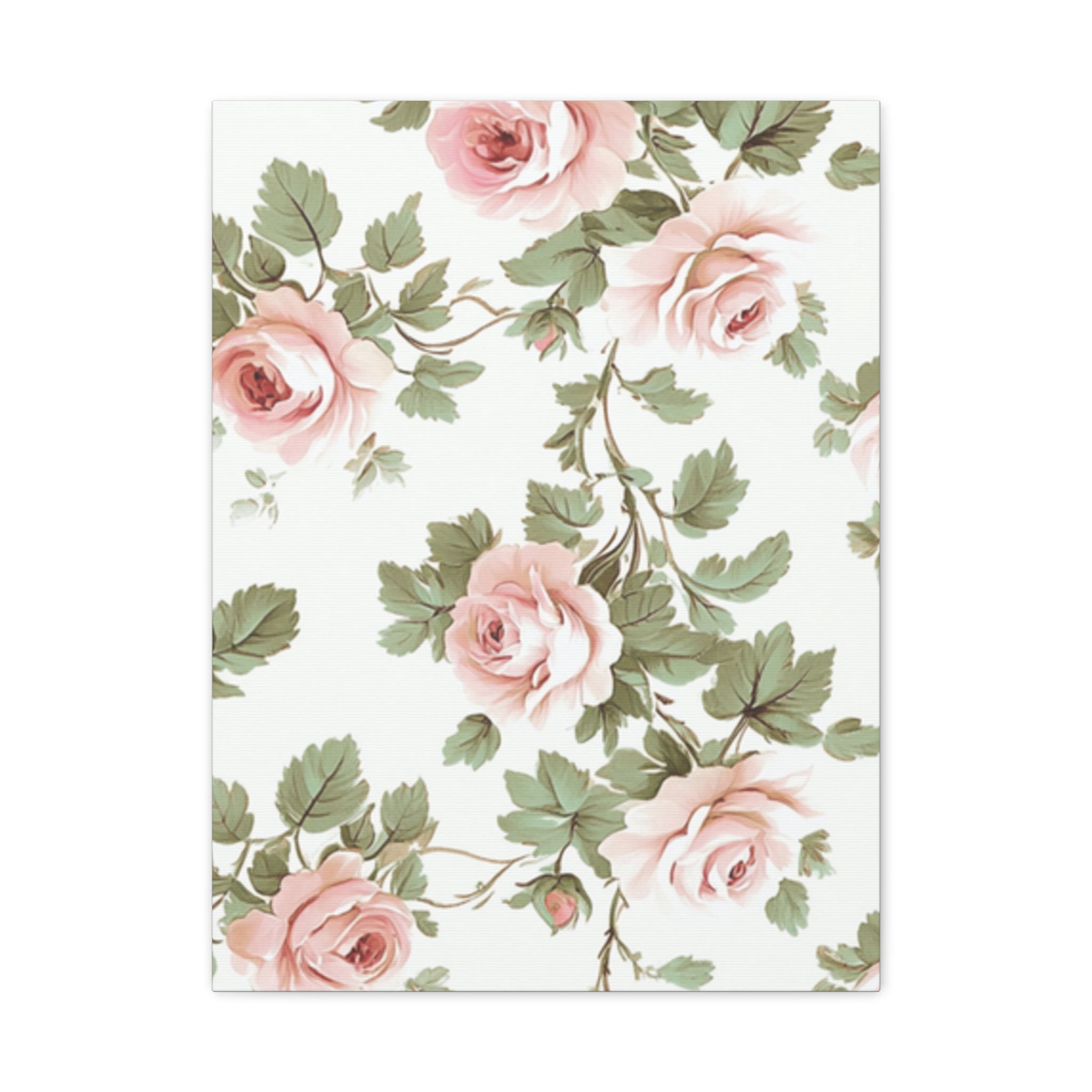 Vintage Pink Rose Matte Canvas Wall Art, Botanical Floral Print, Romantic Cottagecore Home Decor, Stretched 1.25" Canvas