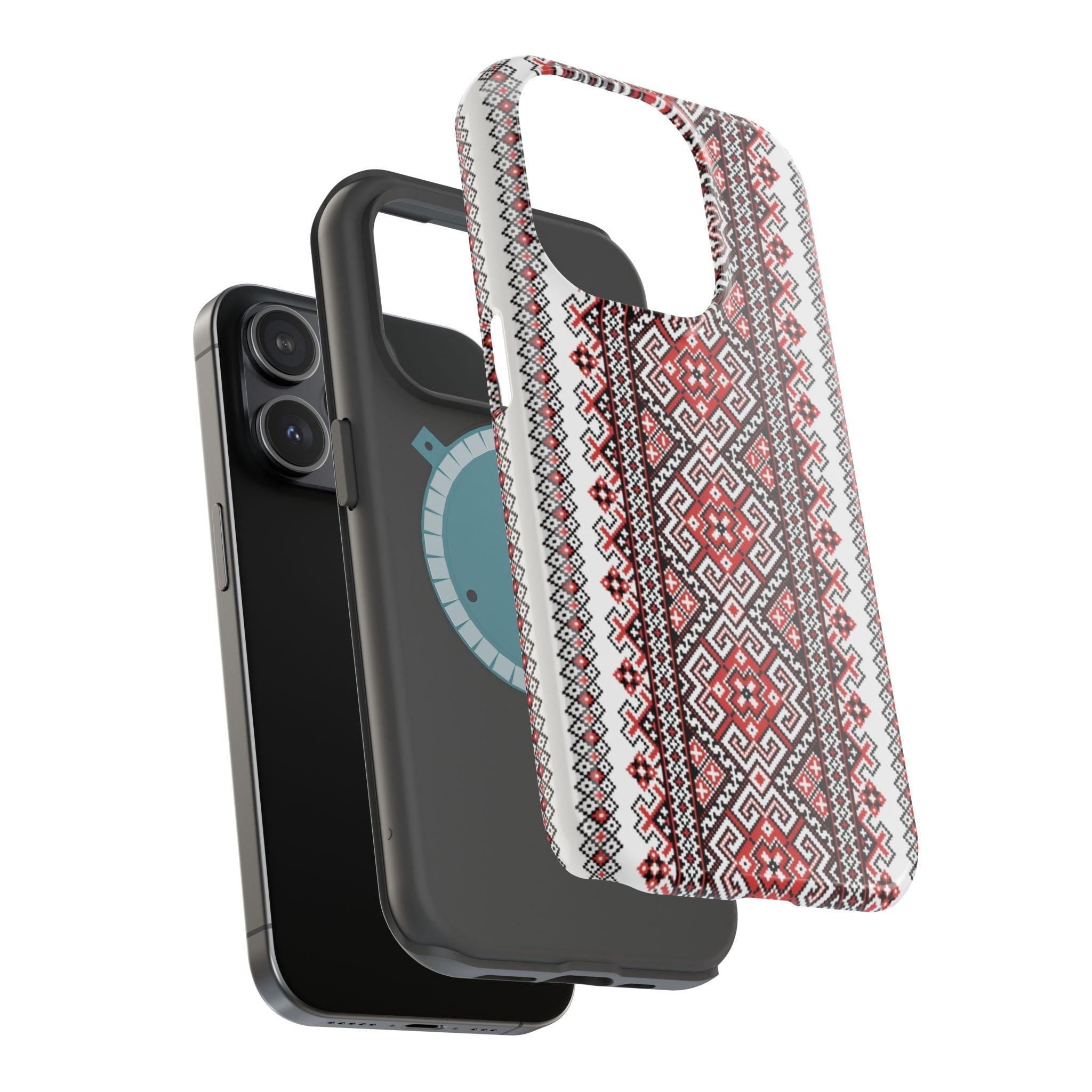 Traditional Ukrainian Red-Black Pattern Phone Case | Magnetic Impact-Resistant Case