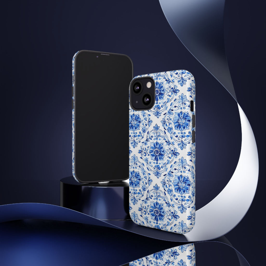 Blue Floral Tile Phone Case | Tough Case