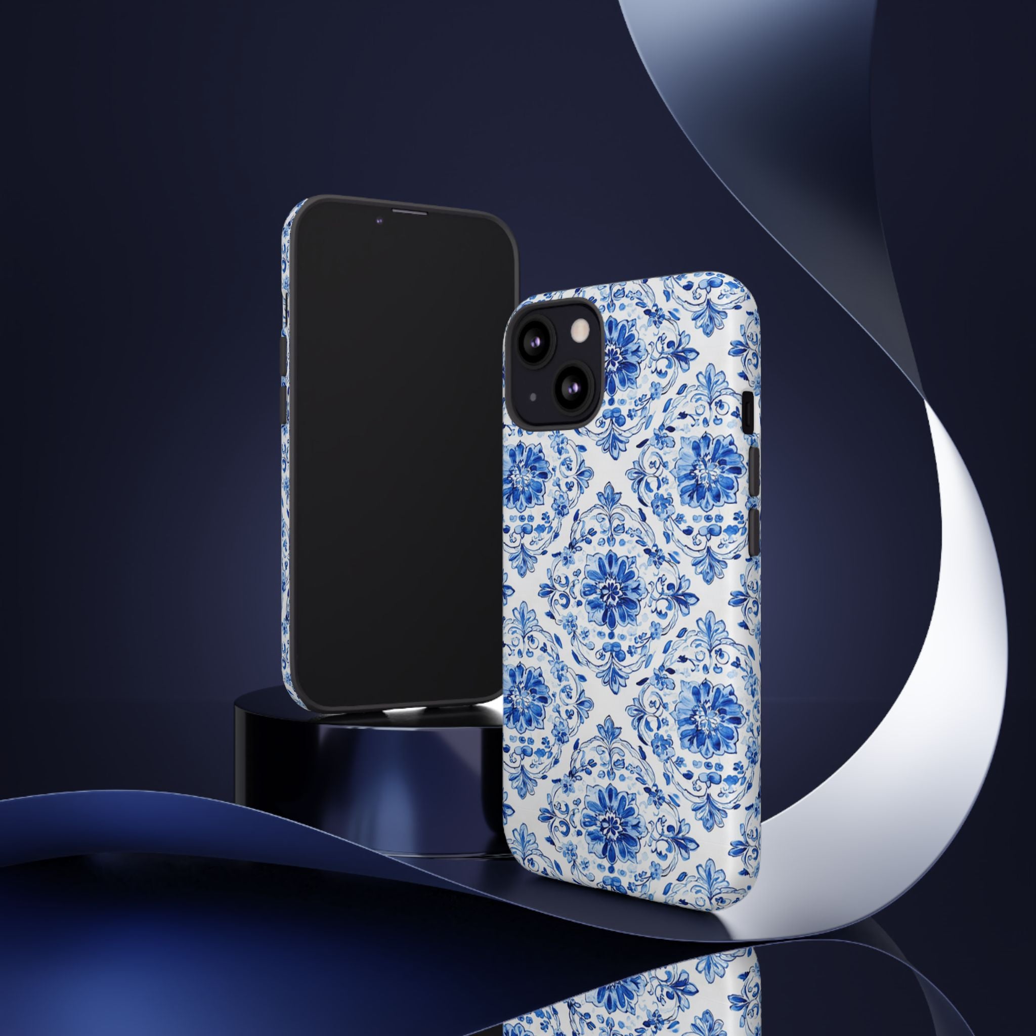 Blue Floral Tile Phone Case | Tough Case