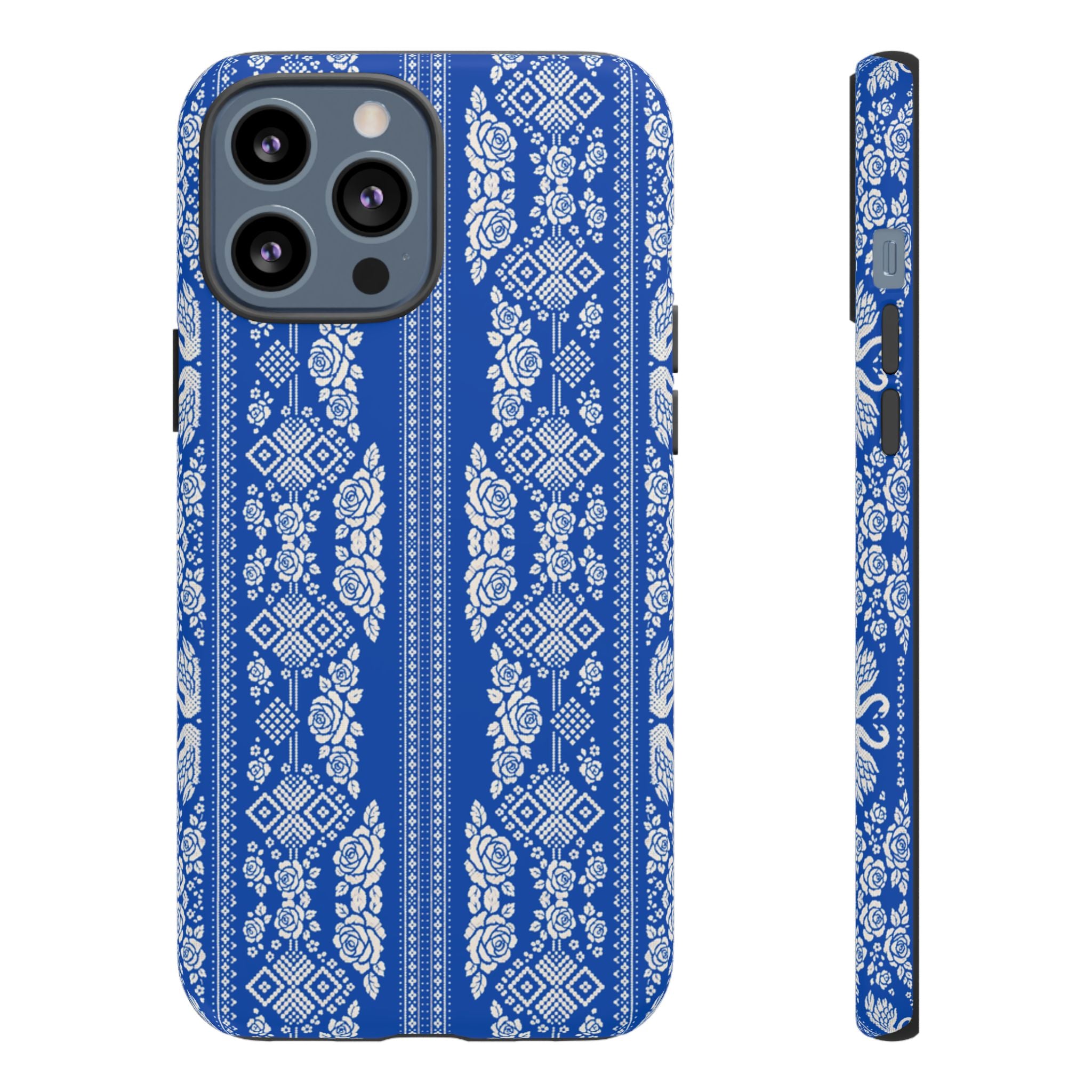Wedding Swans Phone Case Blue  White Elegant Protective Cover, Tough Cases, Protective Folk Art Cover for iPhone  Samsung