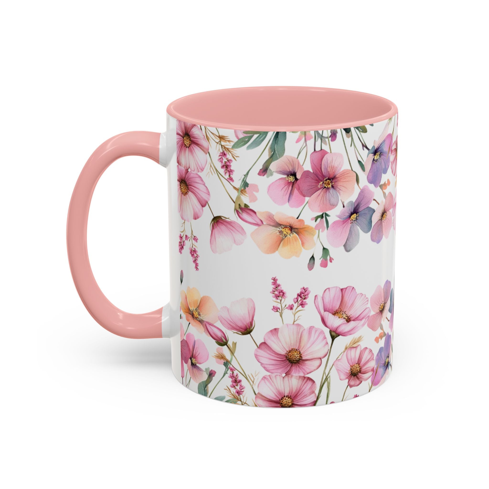 Watercolor Wildflower Accent Coffee Mug, Floral Field Flowers | 11oz 15oz