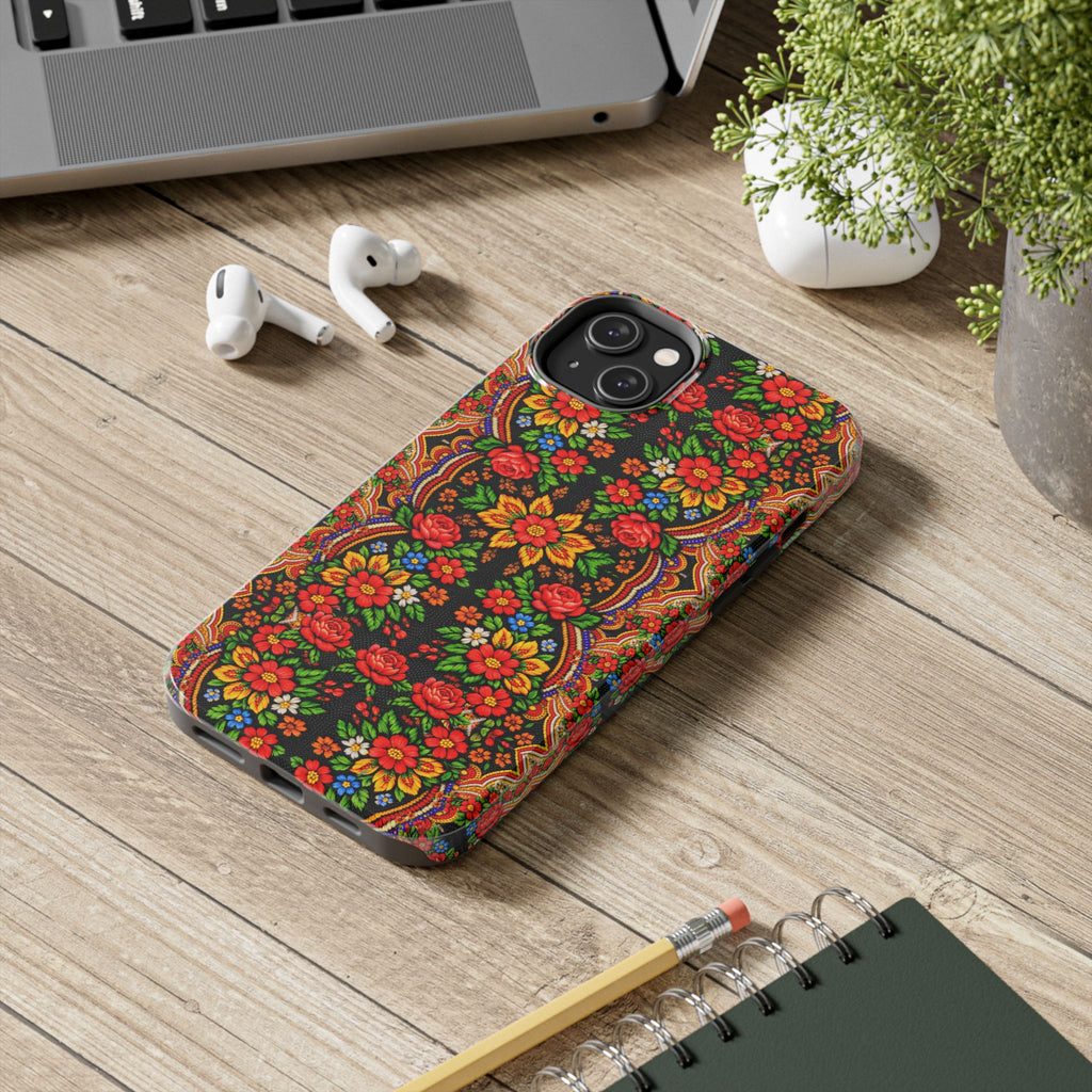 BLUESKYDEZIGN | Mother's Bloom Phone Case | Ukrainian Folk Art Floral iPhone Cover | Slavic Heritage Gift for Her