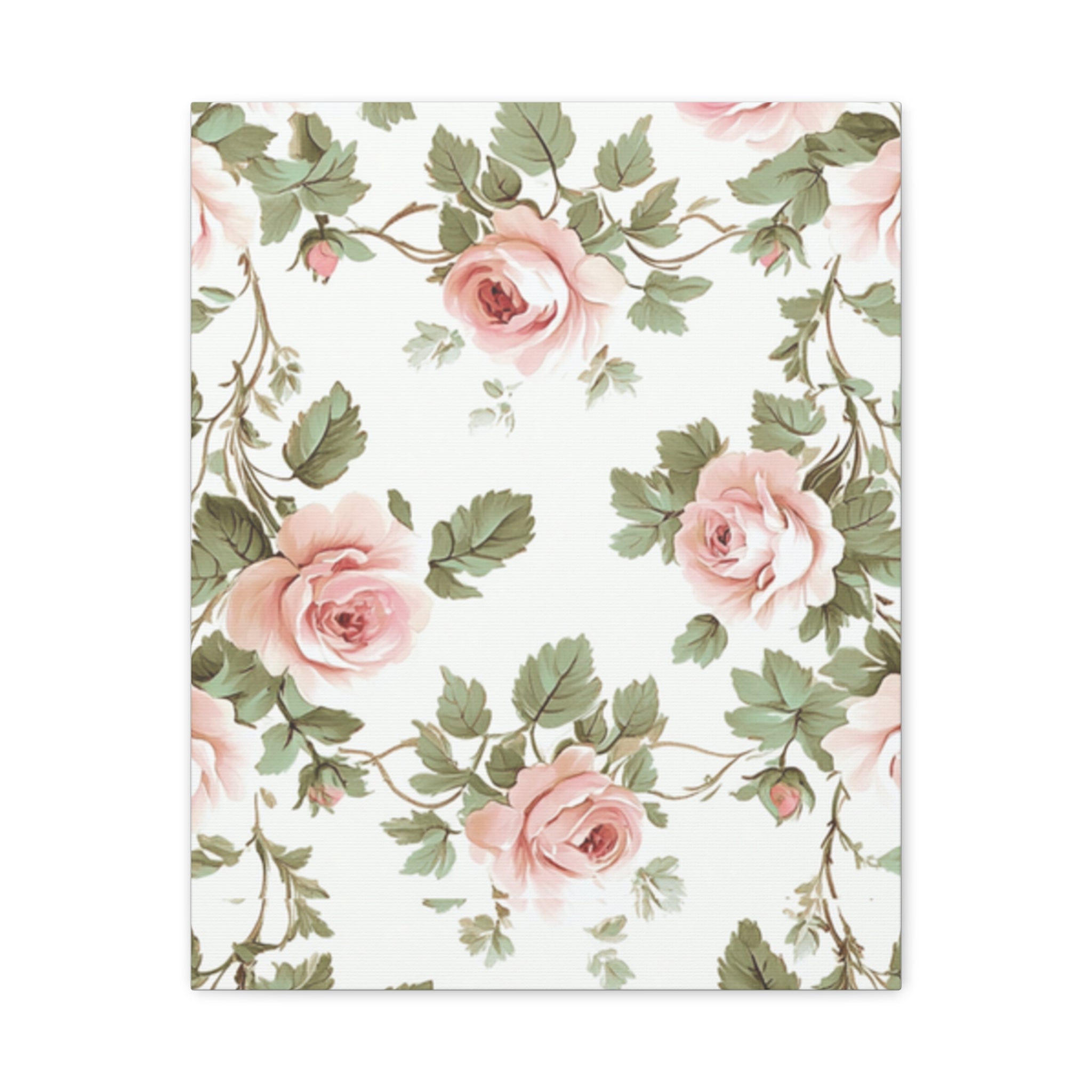 Vintage Pink Rose Matte Canvas Wall Art, Botanical Floral Print, Romantic Cottagecore Home Decor, Stretched 1.25" Canvas