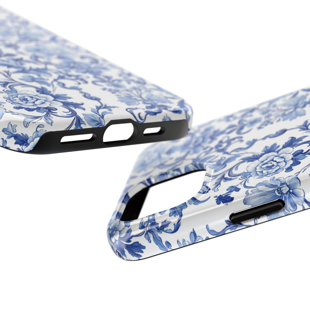 BLUESKYDEZIGN | Blue Romantic Toile Phone Case | Vintage Porcelain Floral iPhone Cover | Elegant Spring Gift for Her