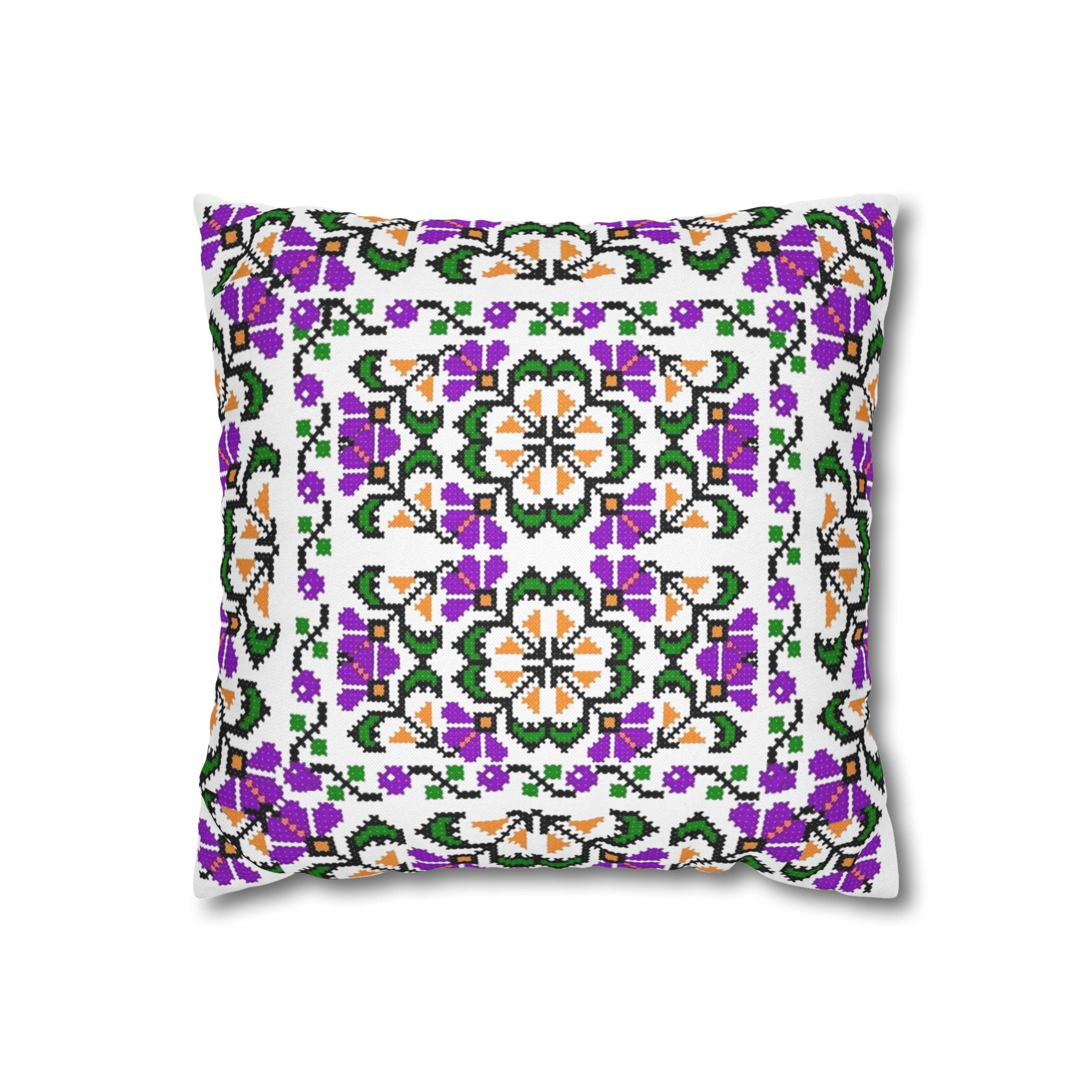 Blooming Hope Pillow Cover – Ukrainian Floral Cross-Stitch, Cottagecore Cushion