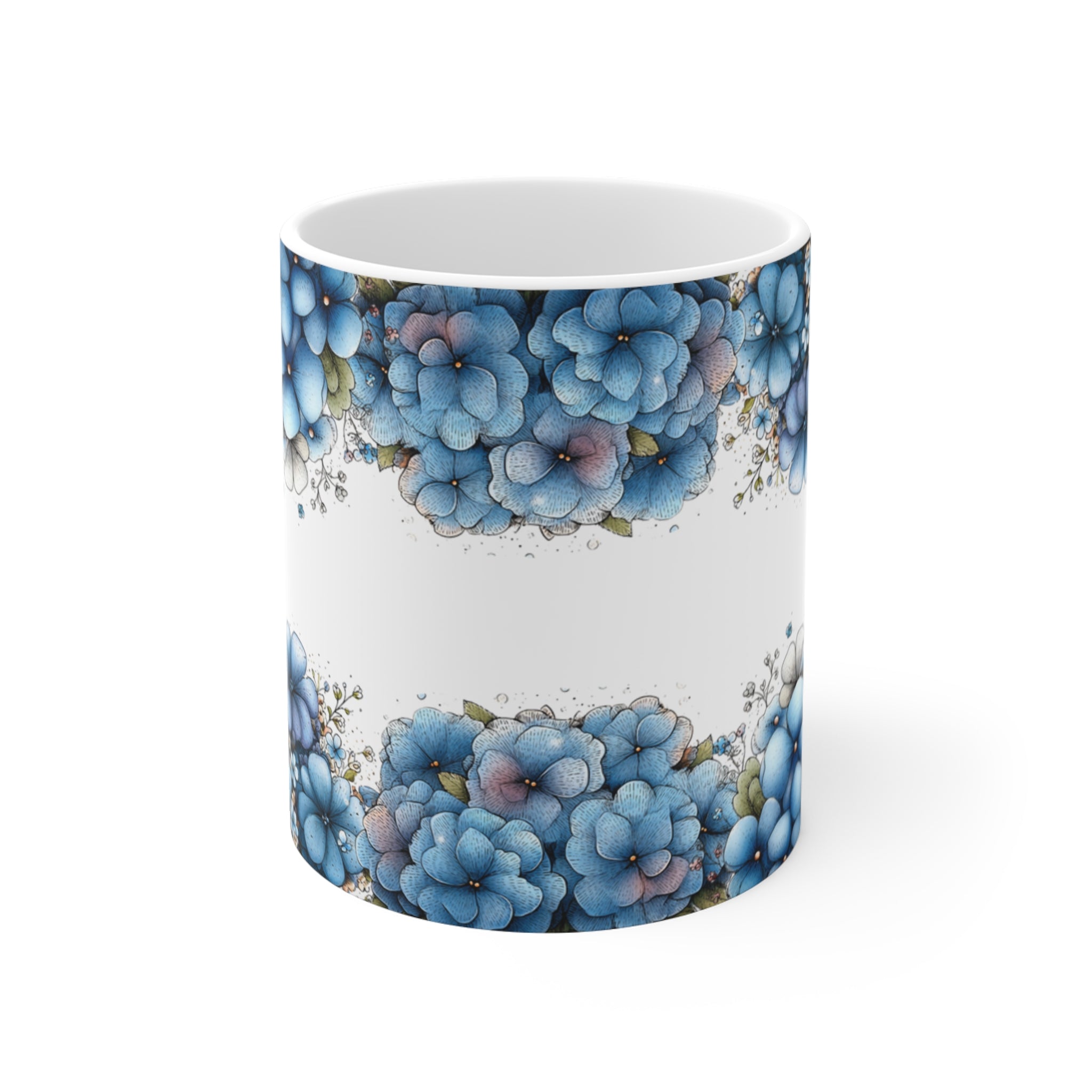 Blue Floral Pattern Mug, Vintage Ceramic Coffee tea Cup,Home Decor,Gift for parents, bedroom,housewarming,cottage core 11oz,