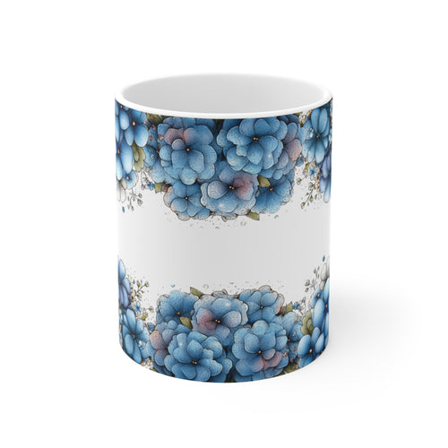 Blue Floral Pattern Ceramic Mug