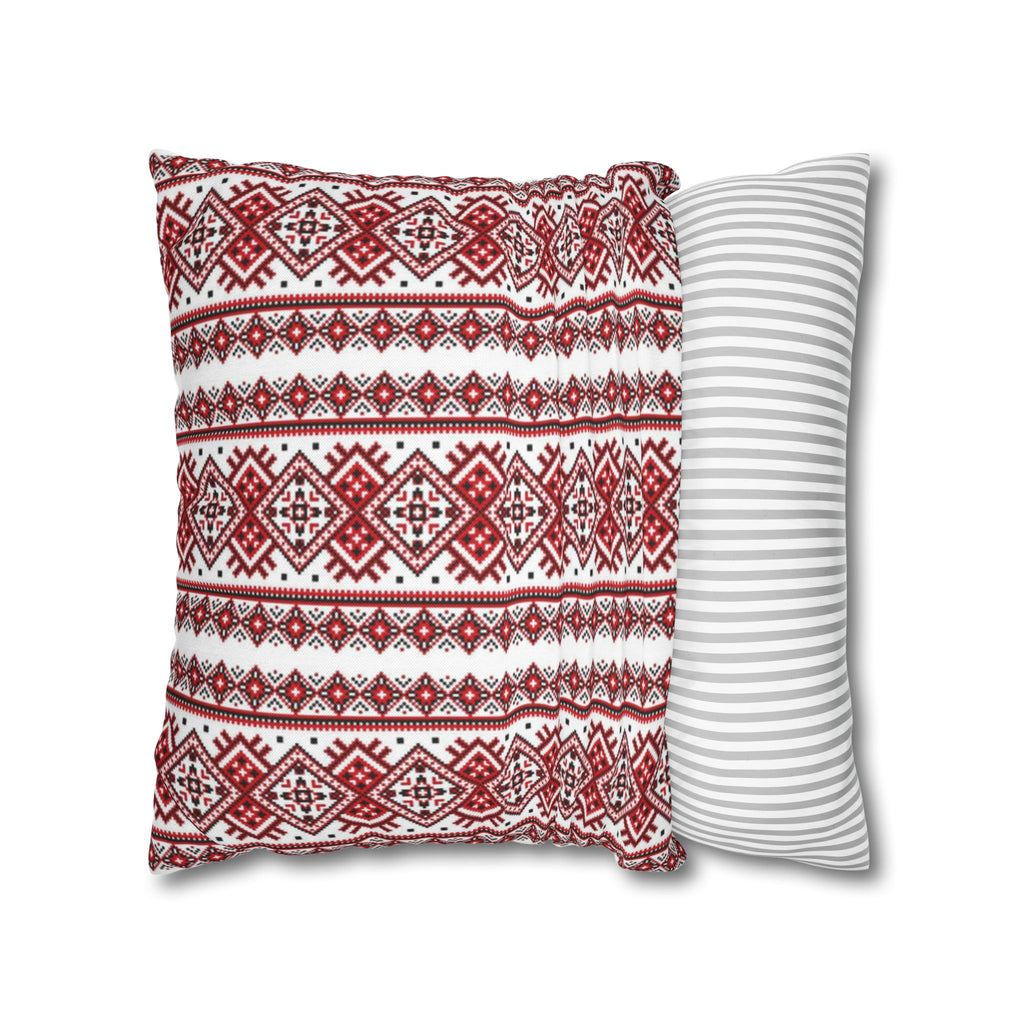 BLUESKYDEZIGN Ukrainian Traditional Pillow Cover - Red Black Folk Art