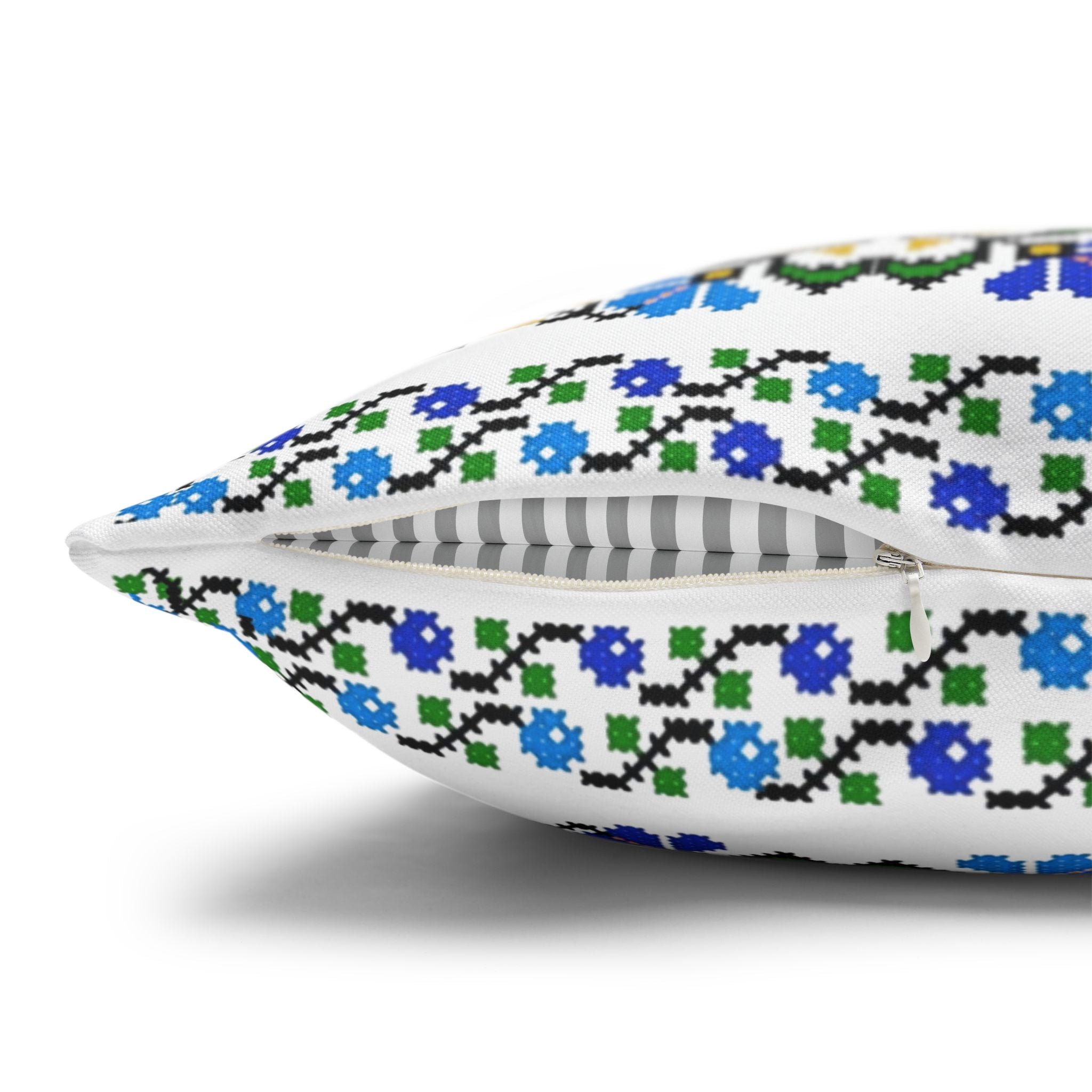 Ukrainian Blue Floral Pillowcase - Folk Tile Pattern, Slavic Heritage Home Decor, Cottagecore Accent Pillow Cover, Family Collection Gift