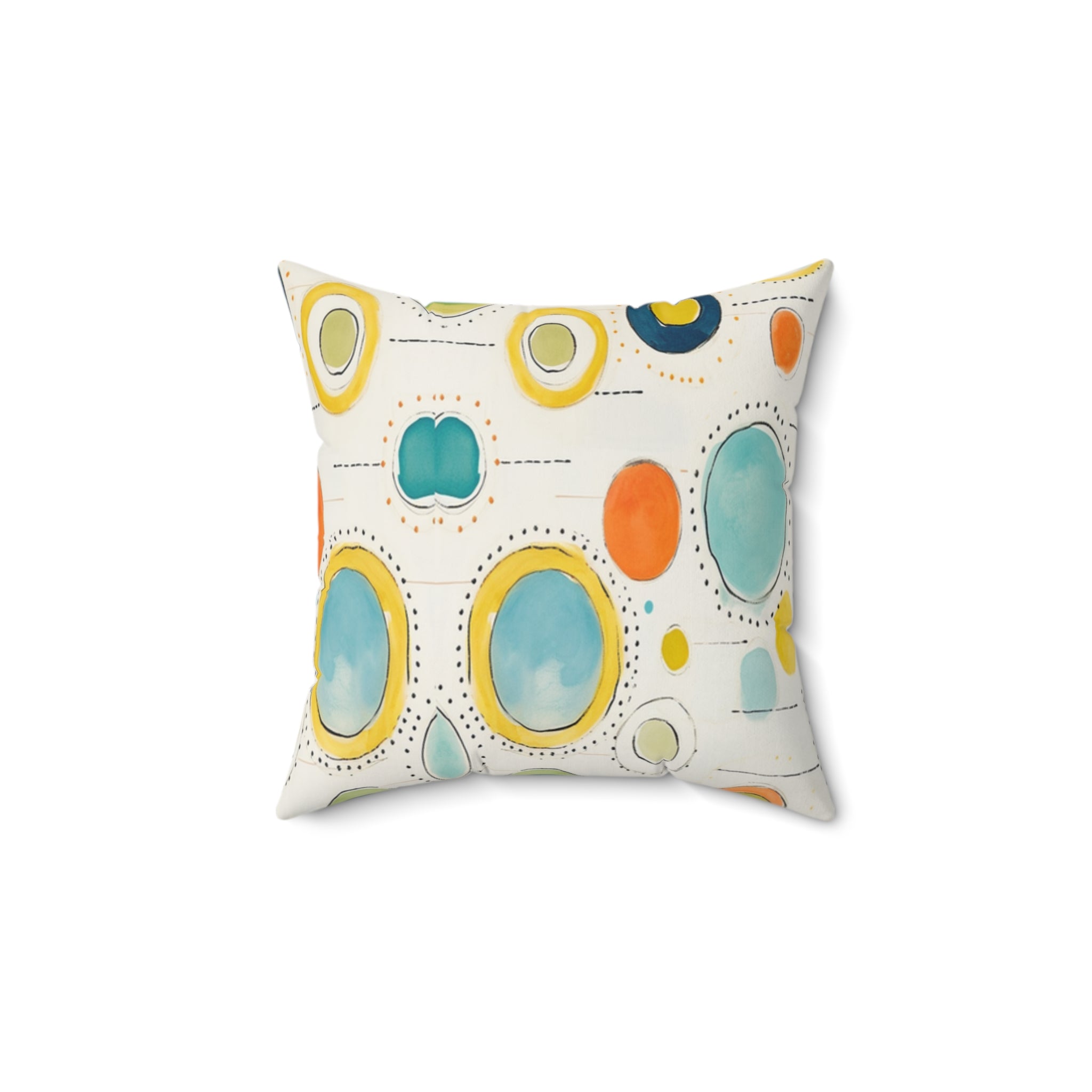 Watercolor Circles Spun Polyester Pillow, Abstract Dot Pattern, Coastal Colors, Decorative Gift Housewarming