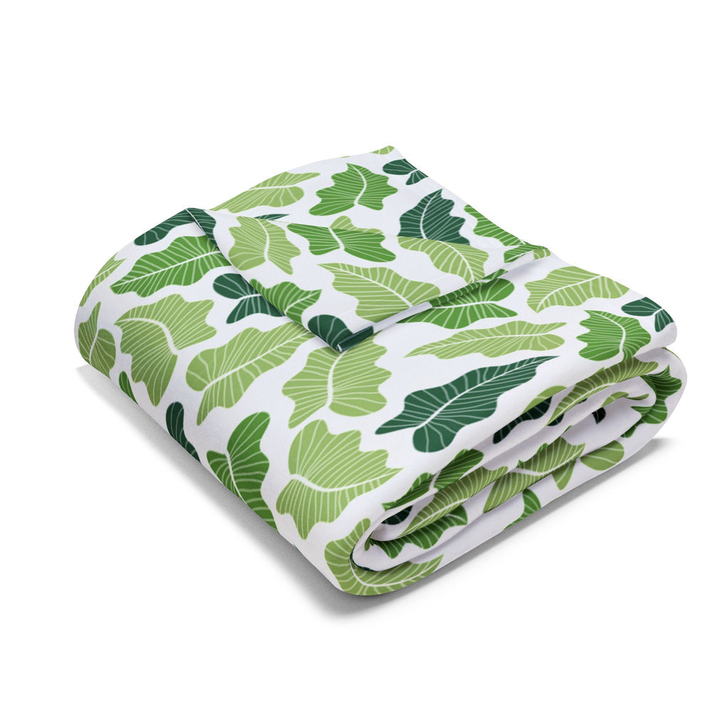 Green Leaves Fleece Blanket