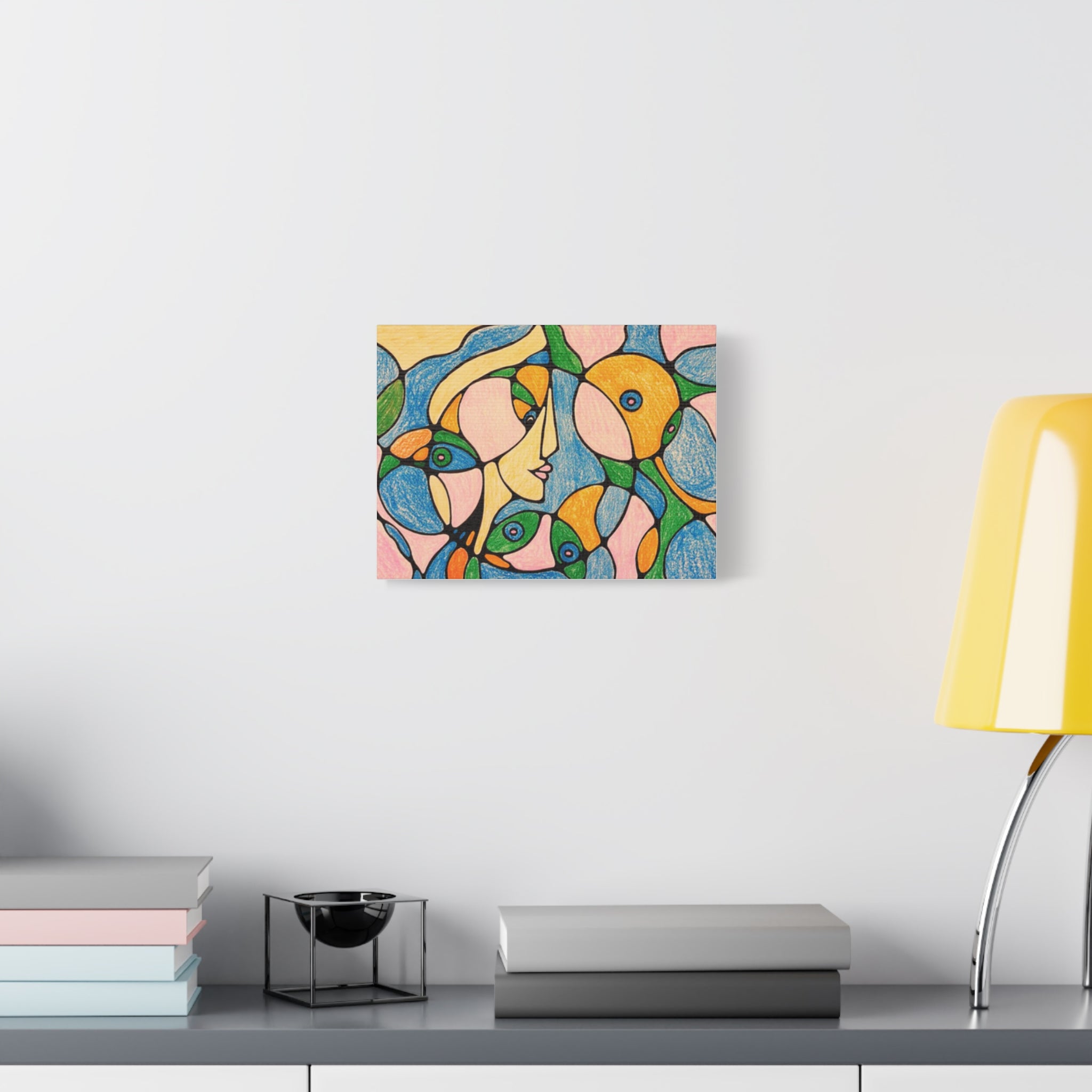 Abstract Colorful Faces Canvas Art, Vibrant Modern Wall Decor, Surreal Cubist Style Matte Print, Stretched 1.25" Ready to Hang