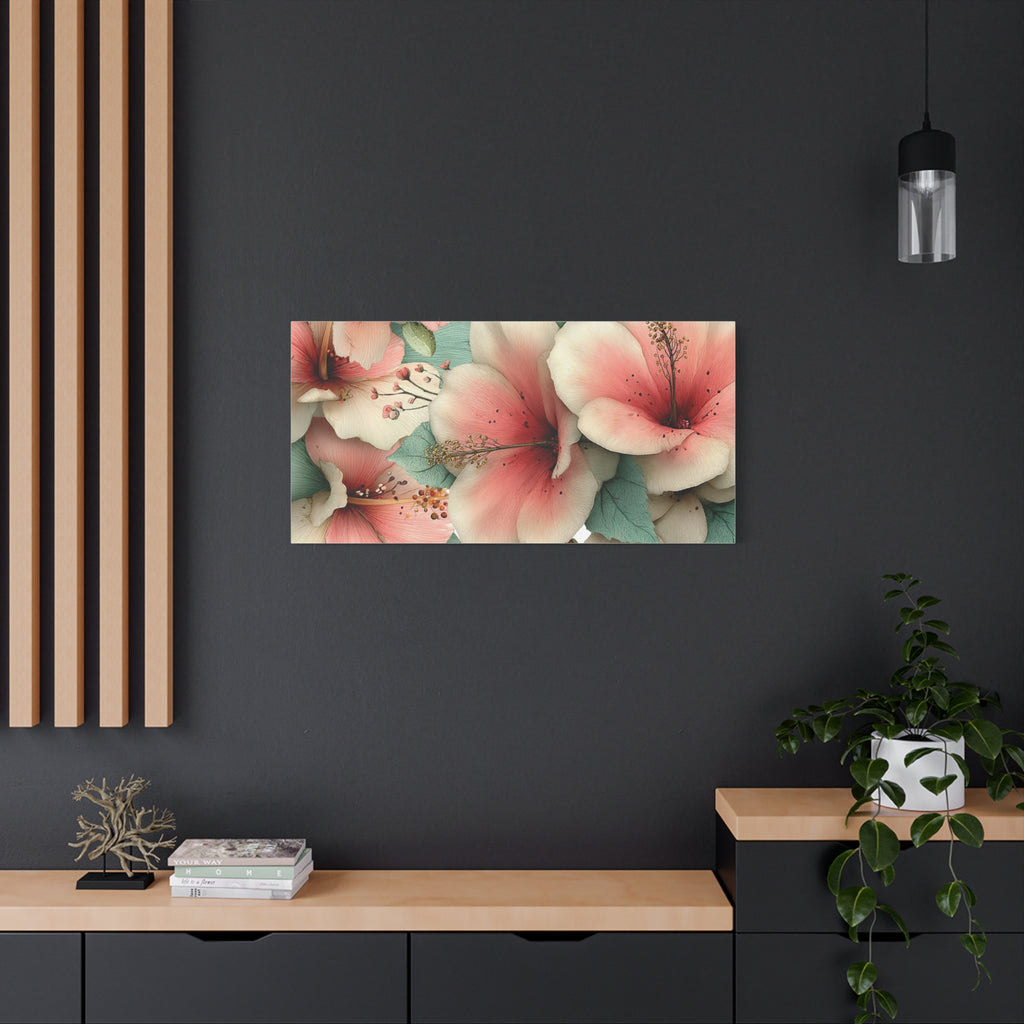 Pastel Floral Matte Canvas Wall Art, Soft Botanical Print, Modern Home Decor, Watercolor Flower Artwork, Stretched 1.25" Canvas